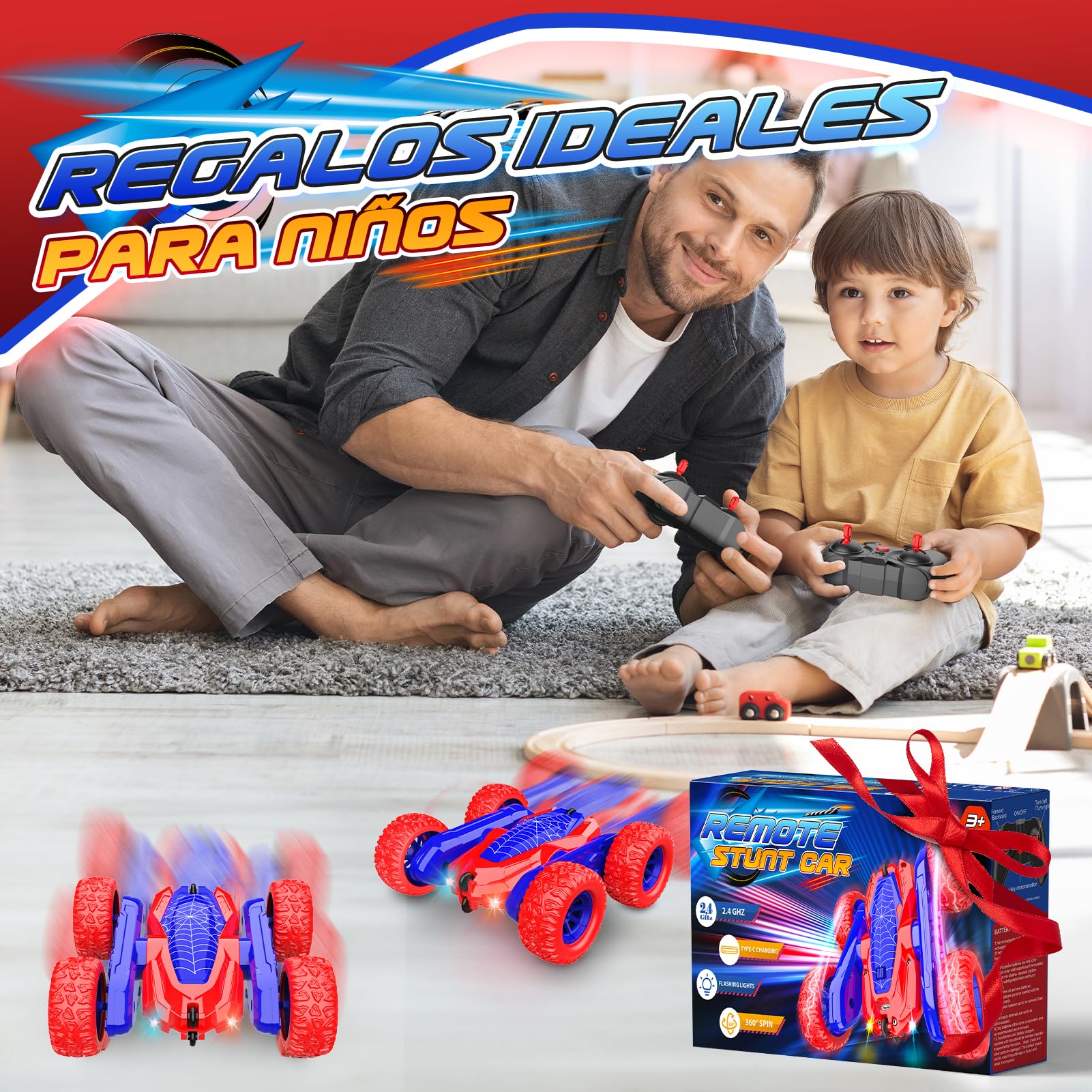 Dreamlandia Coche Teledirigido Acrobático 360° - 2.4Ghz 4WD Coches para Niños RC Car Radiocontrol - Juguetes Niños 3-8 Años Regalos Cumpleaños/Navidad