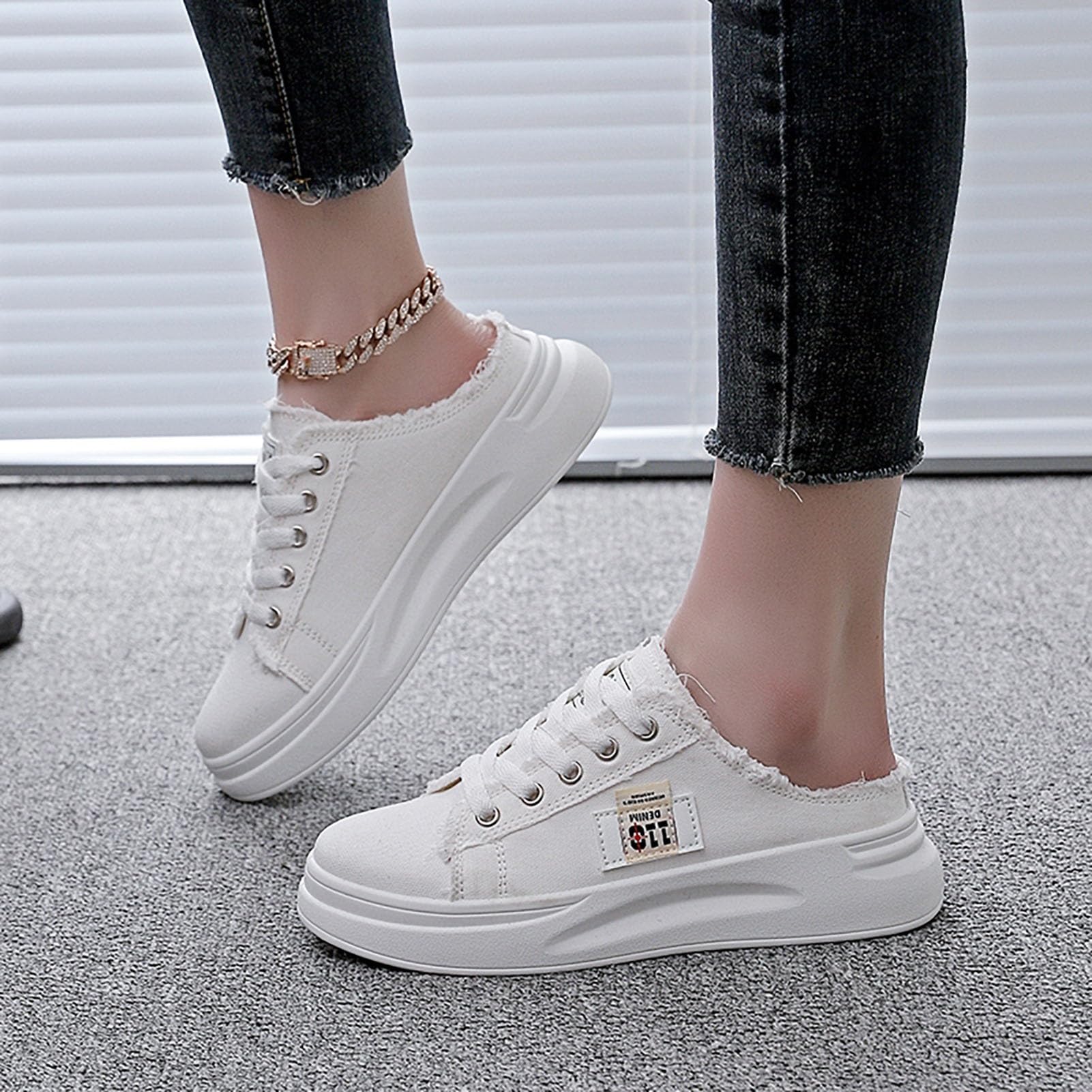 Damskie buty z płótna, buty typu sneakers z niskim topem, buty na platformie, płaskie buty, wygodne buty robocze do codziennego użytku, swobodne