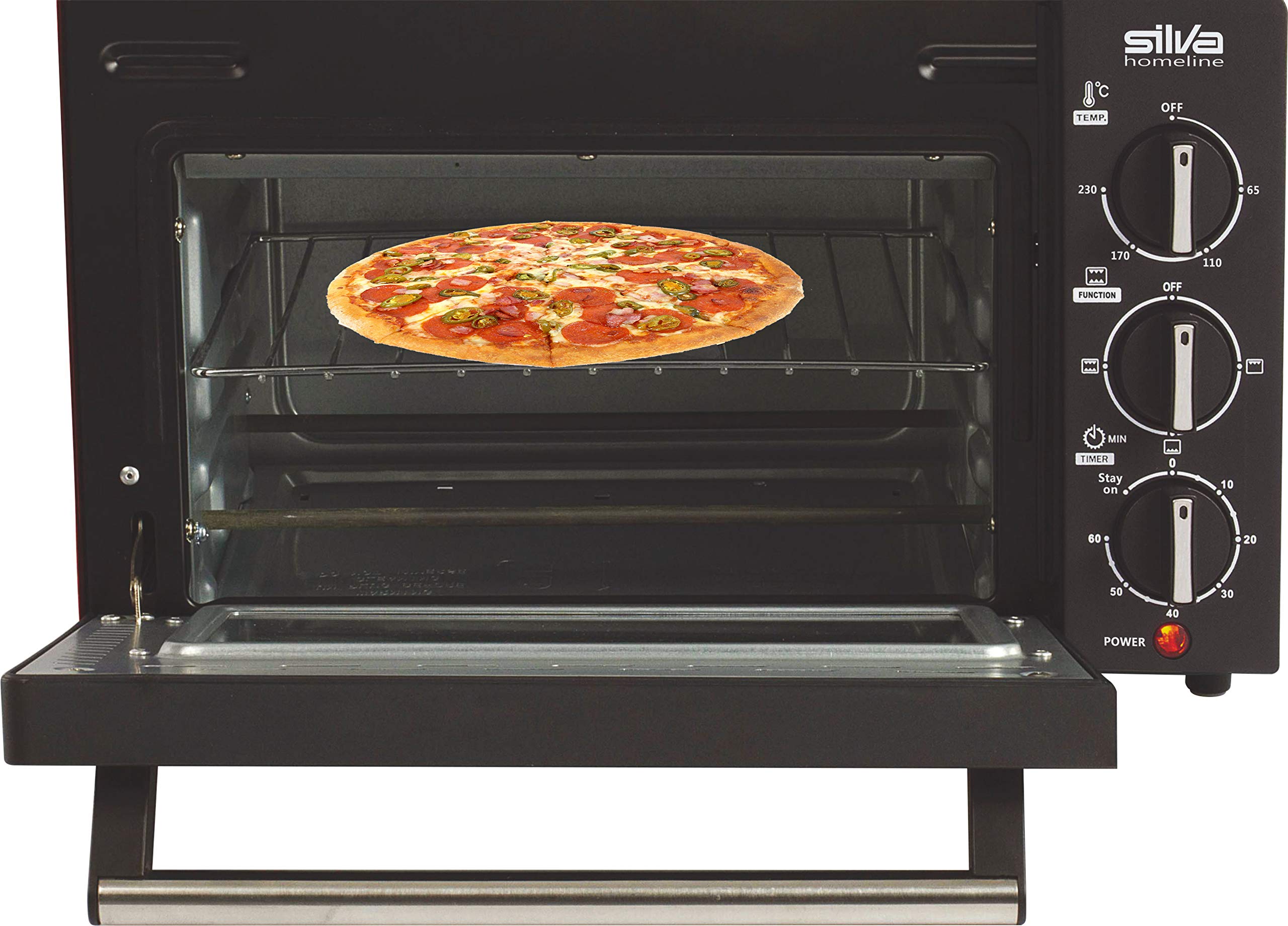 Silva-Homeline MB 1400 Minibackofen, 14 l, regelbar bis zu 230 Grad, großes Sichtfenster, Ober- & Unterhitze, inkl. Backblech und Grillrost