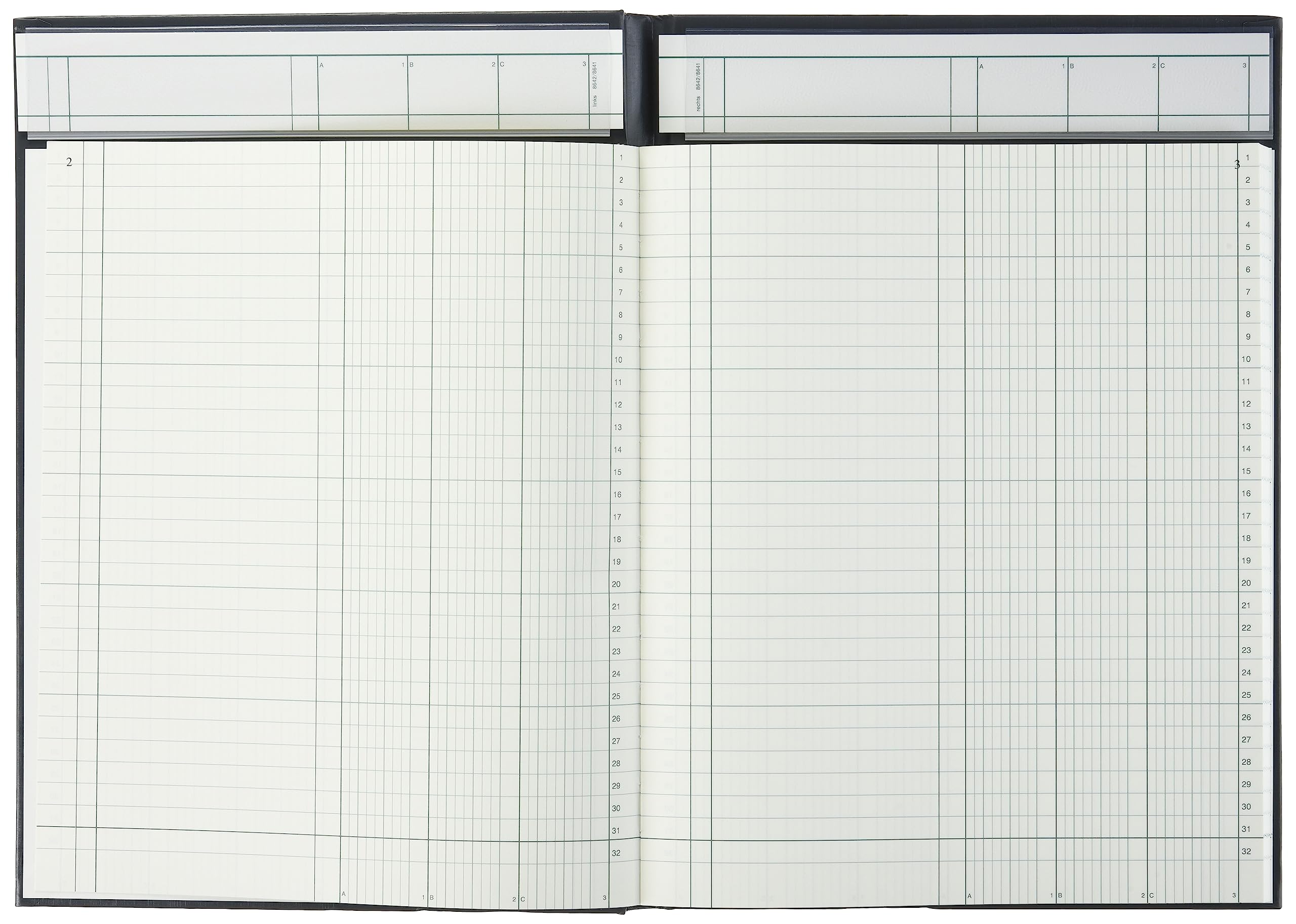 König & Ebhardt 8611032 Geschäftsbuch / Spaltenbuch (A4, mit Kopfleiste 3 Spalten, 32 Zeilen, 80g/m², 96 Blatt Fadenheftung, mit Seitenzahl)