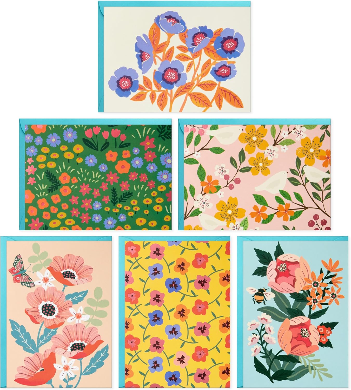 Hallmark Spring Floral Blank Note Cards Assortment: 24 Cards with Envelopes for Mother's Day, Birthdays, Easter, Thank Yous