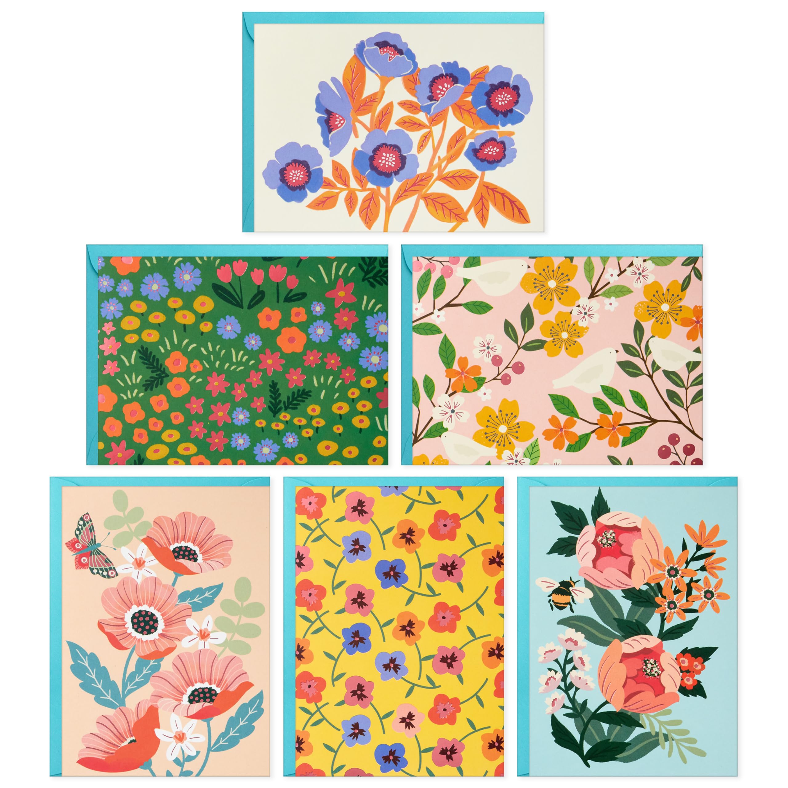 Spring Floral Note Card Assortment (24 Blank Cards with Envelopes) for Mother's Day, Spring, Birthdays, Easter, Baby Showers, Thank You