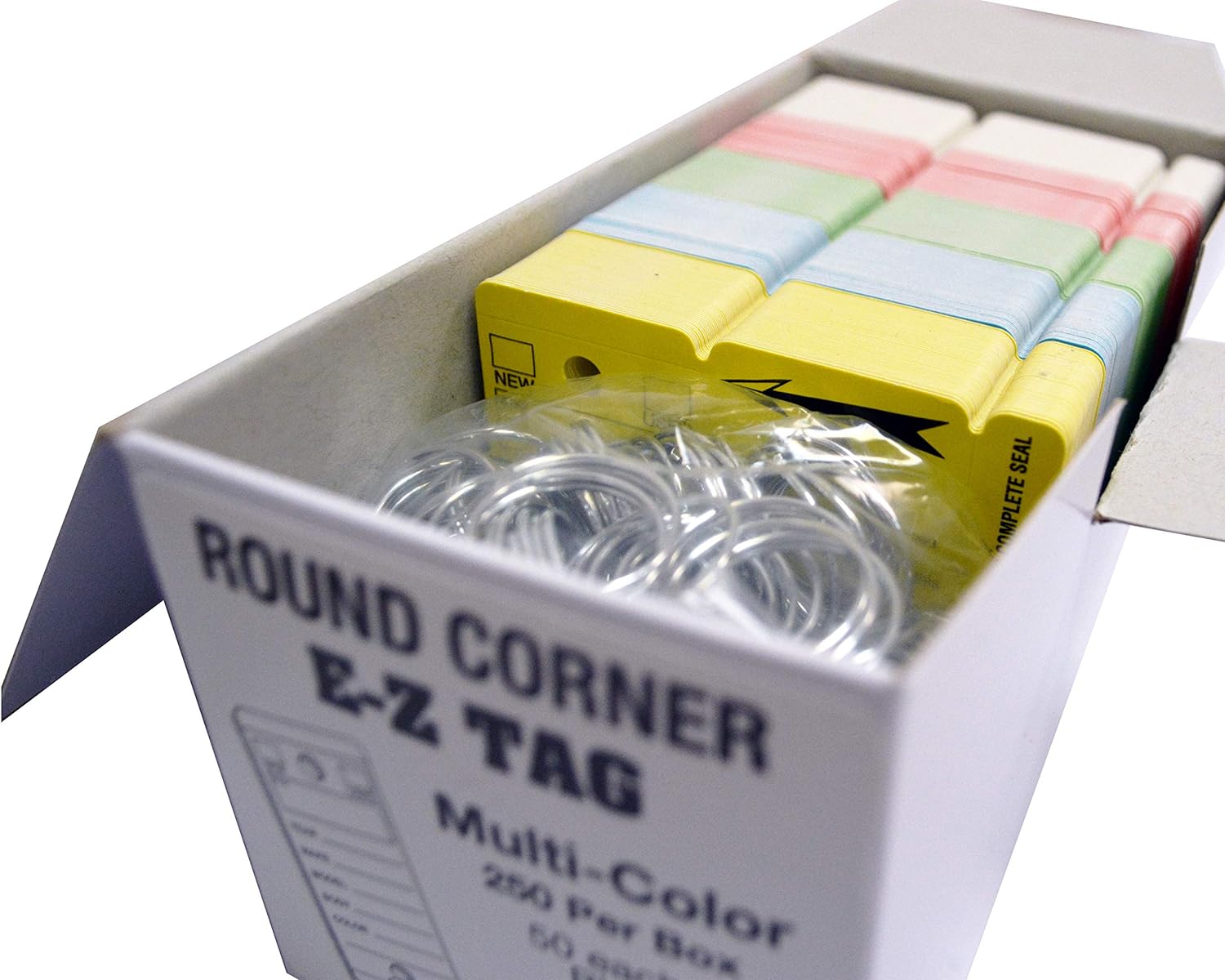 Car Key Tags, Self Laminating Plastic Automotive Key Tags with Ring, Round Corner, Bulk Car Dealer Supplies, Multi Color, Box of 250