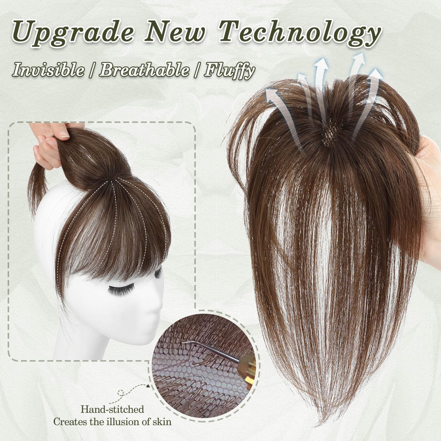 Flyroseing 100% Real Human Hair Clip in Fringe, Light Brown Clip in Bangs Hairpieces - Image 2
