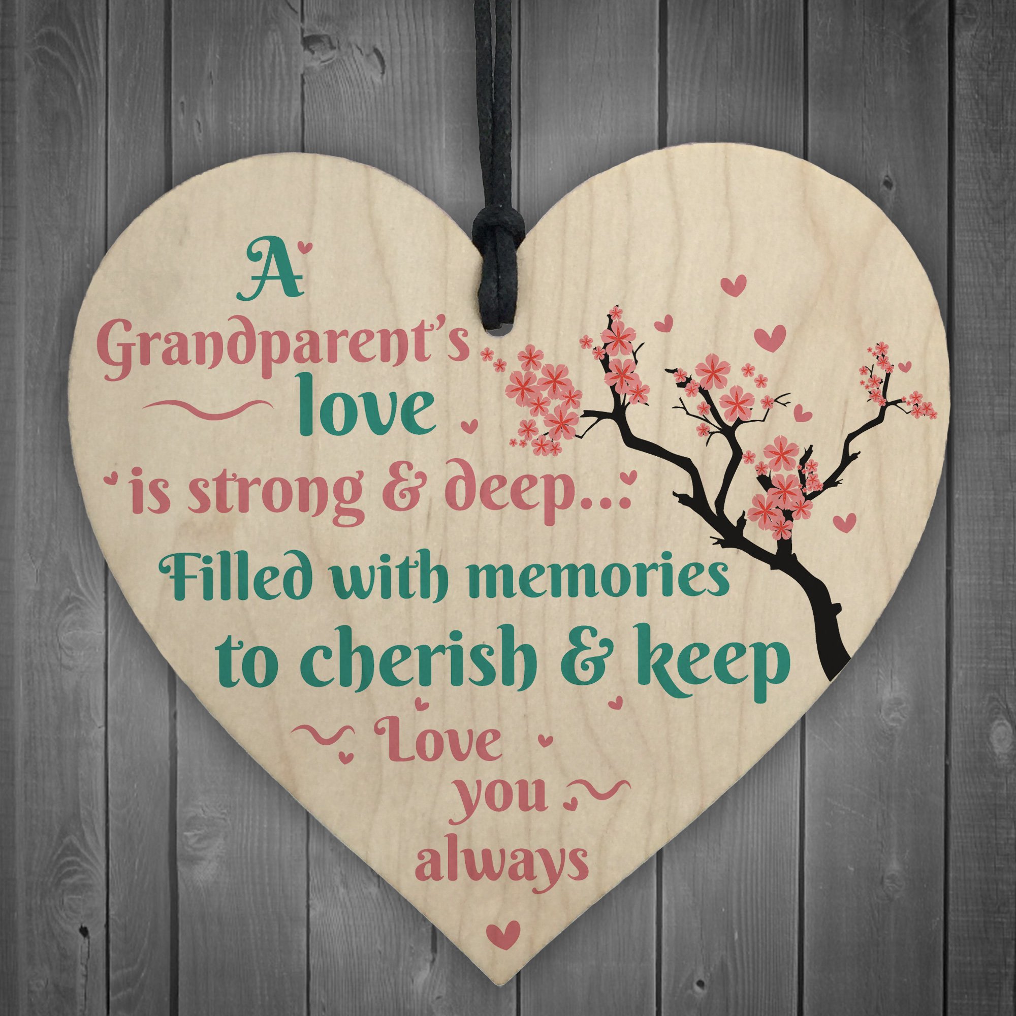 Red Ocean Great Grandparents Love You Grandma Gran Plaque Nan Love Gift Keepsake Heart Thank You Sign