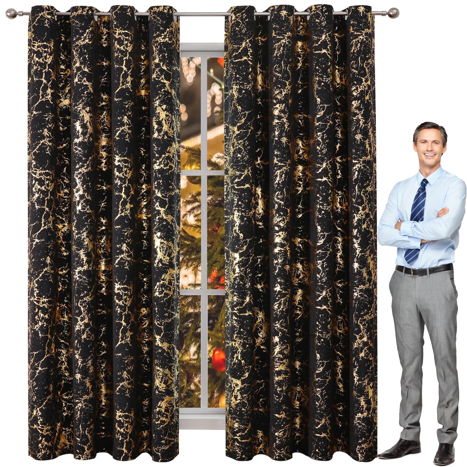 Tenture opaque à oeillets LONGCAO en tissu lourd isolant pour décoration élégante