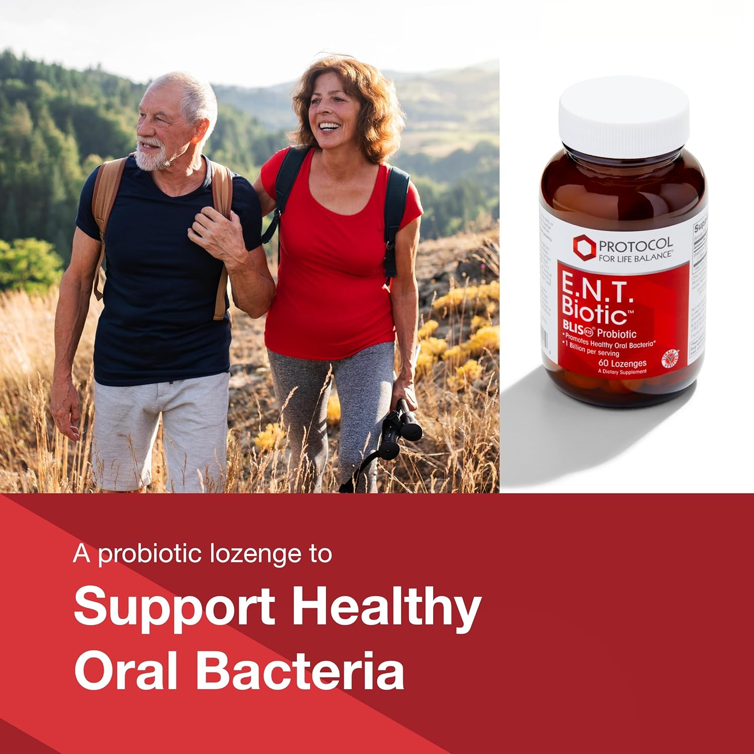 PROTOCOL FOR LIFE BALANCE E.N.T. Biotic - Probiotic Lozenge - Oral & Throat Health* - 1 Billion CFU - Immune Support* - Refrigerate for Live Bacteria - Nut & Soy Free - 60 Lozenges