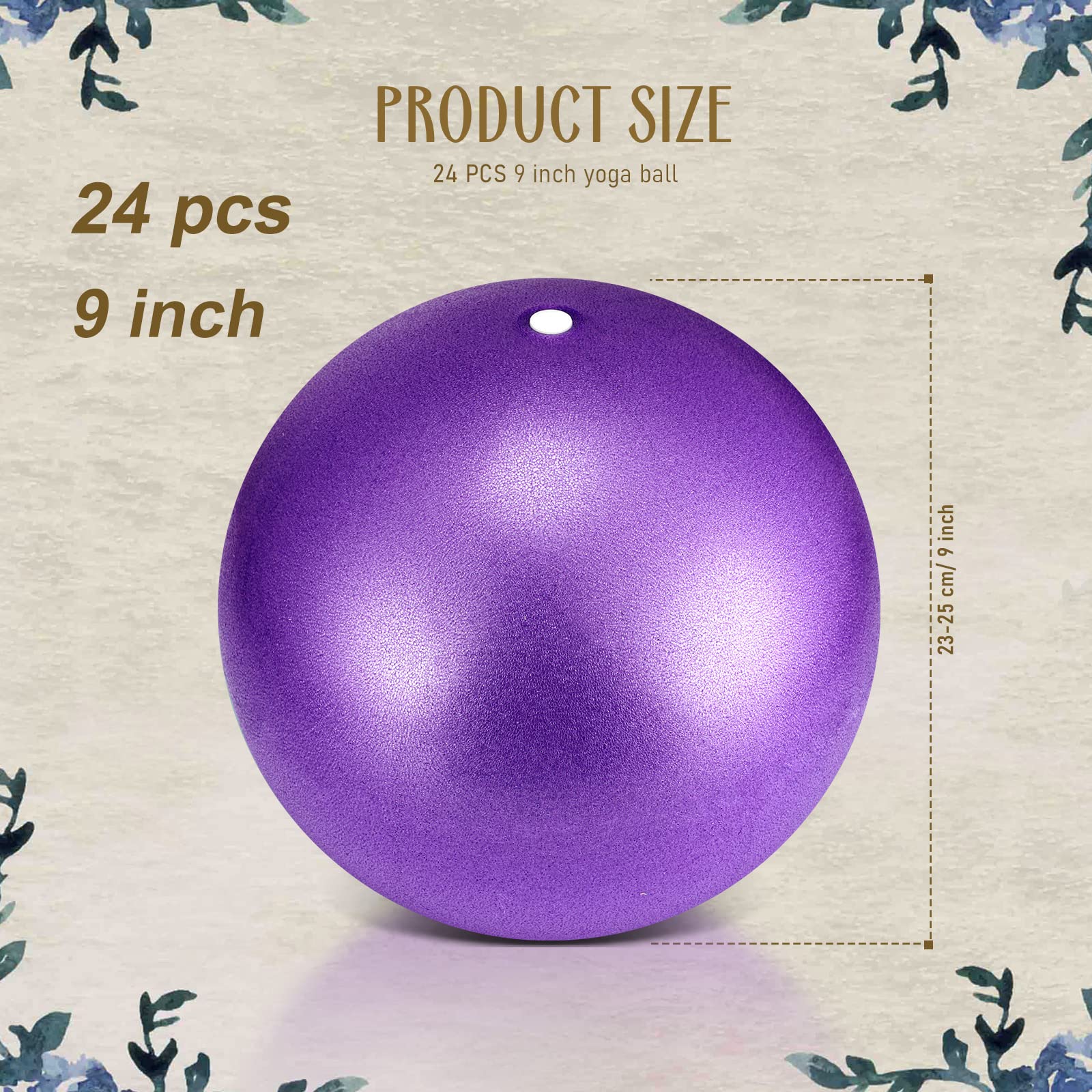 Hungdao 24 Pcs Small Pilates Ball 9 Inch Exercise Ball for Yoga Classroom Core Ball Barre Ball for Aerobics Classes Yoga Ball for Bender Training Physical Therapy Balance Stretching