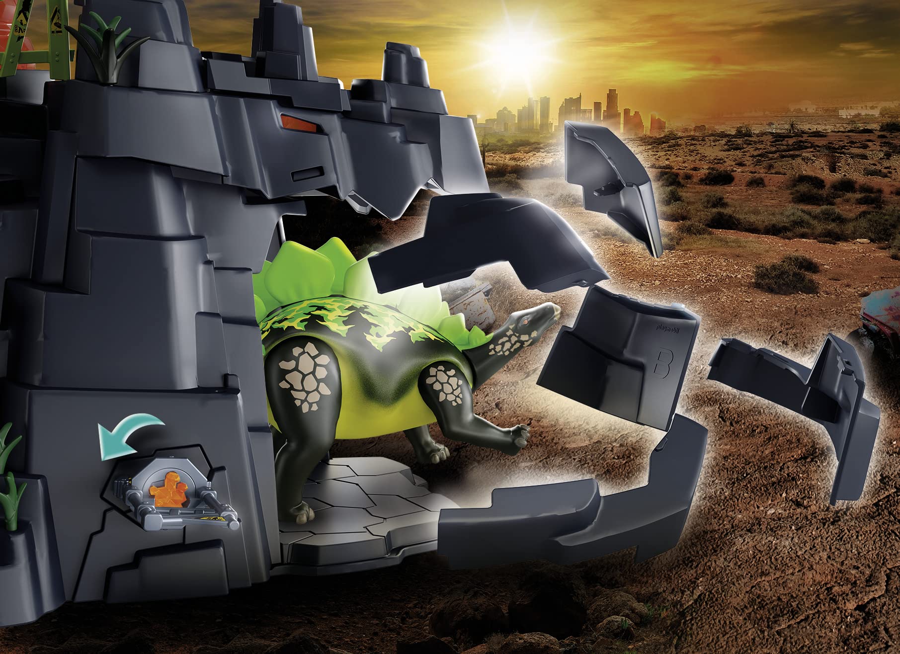PLAYMOBIL Dino Rise 70623 Dino Rock, con Efecto de luz, Sonido y vibración, A Partir de 5 años