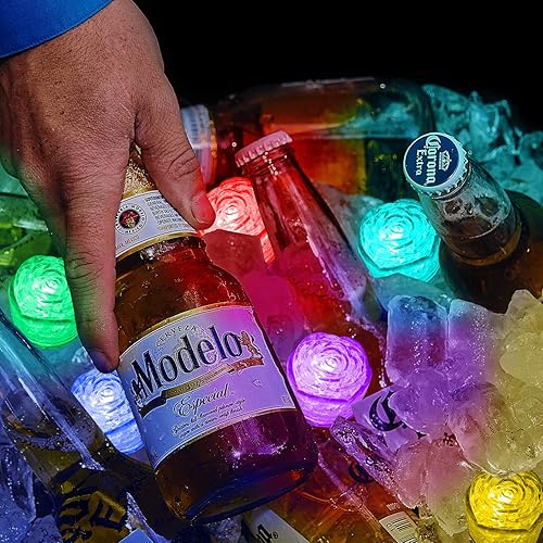 Miniatura 4 de Cubos de hielo iluminados, decoración de Navidad, paquete de 12 cubos de hielo LED parpadeantes para bar, bañeras, jarrones, bodas, estanques, club,