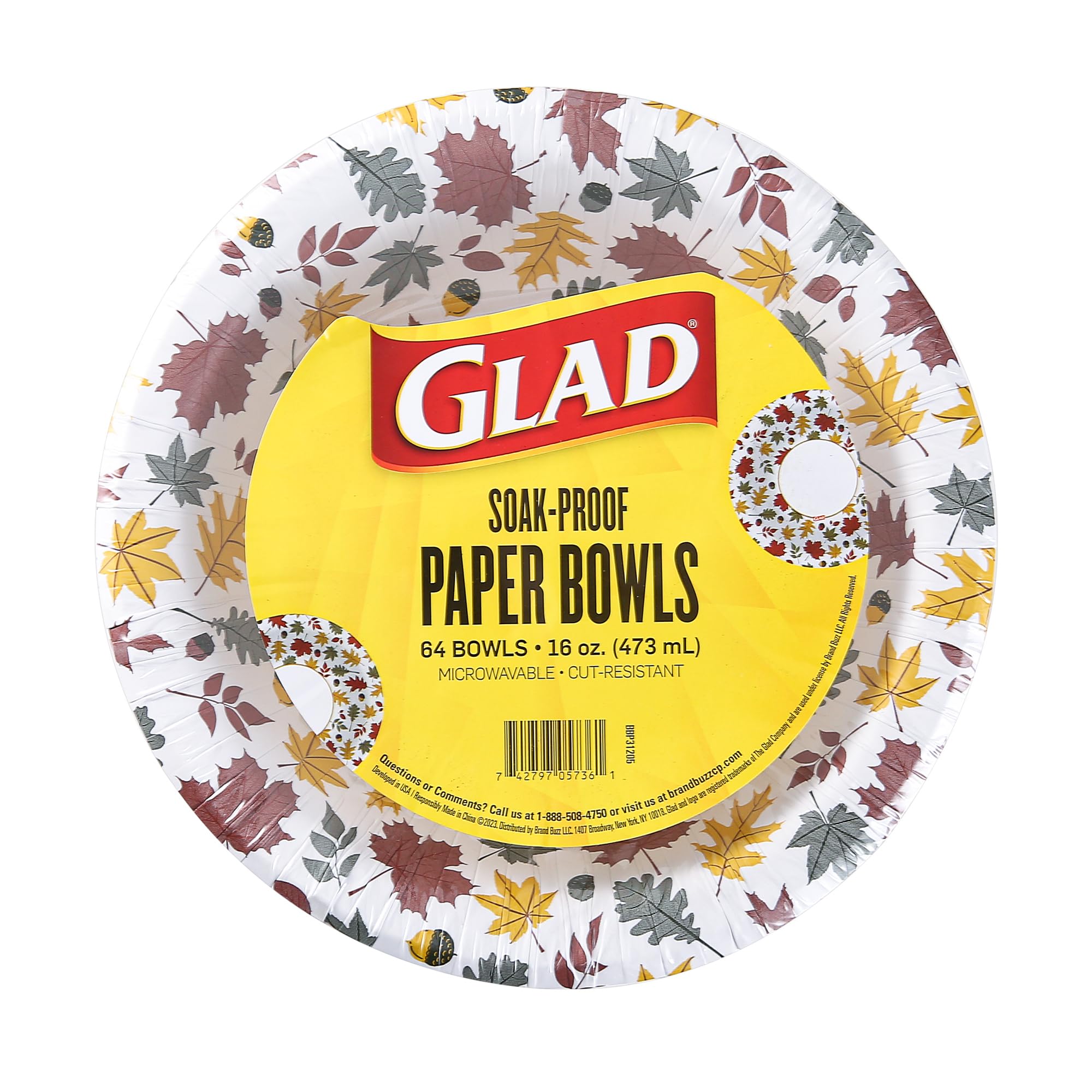 Cuencos de papel Glad con diseño de follaje caído aptos para microondas, 16 uds