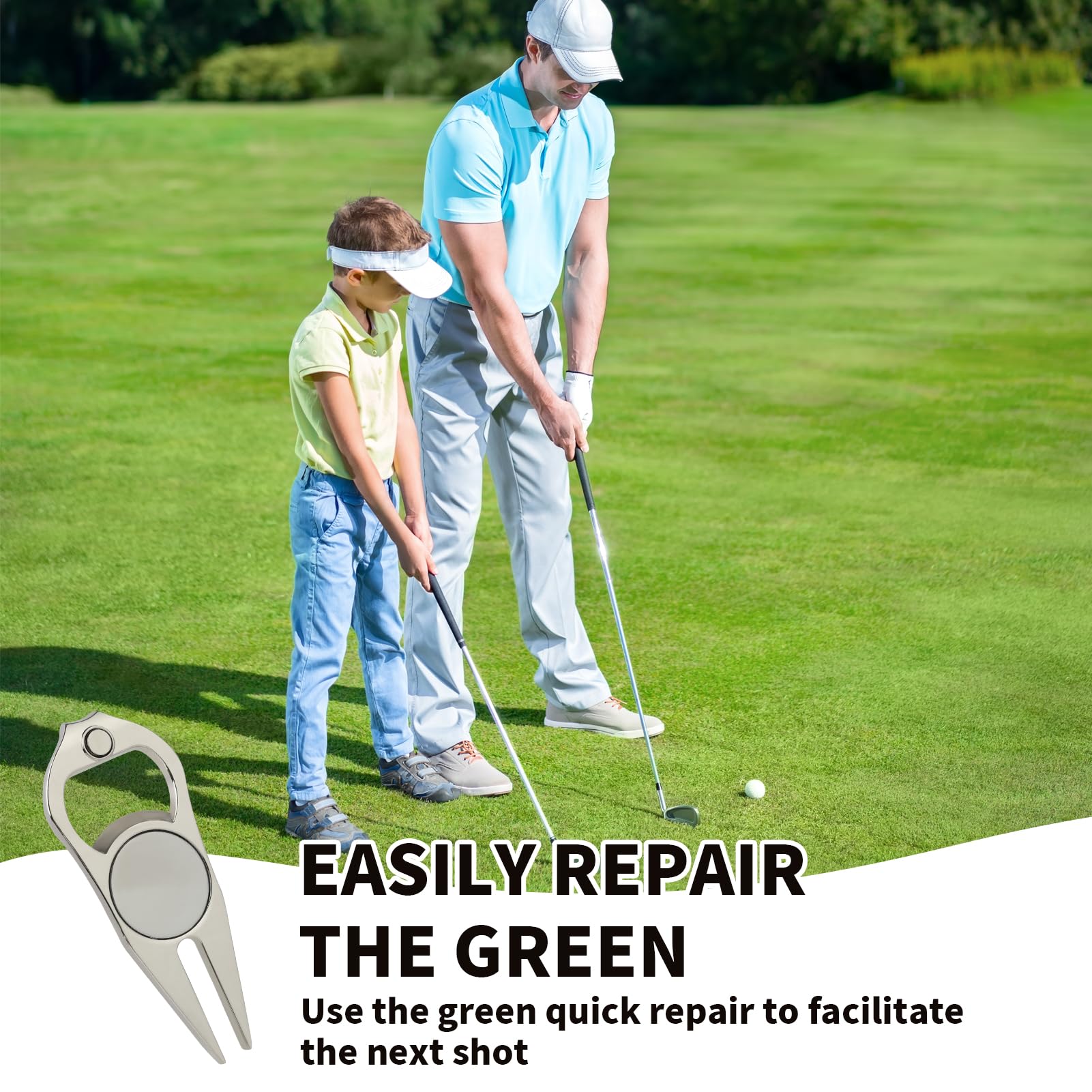 Herramienta de Divot de Golf Doble Punta, Tenedor Ergonómico Compacto para Reparación del Green