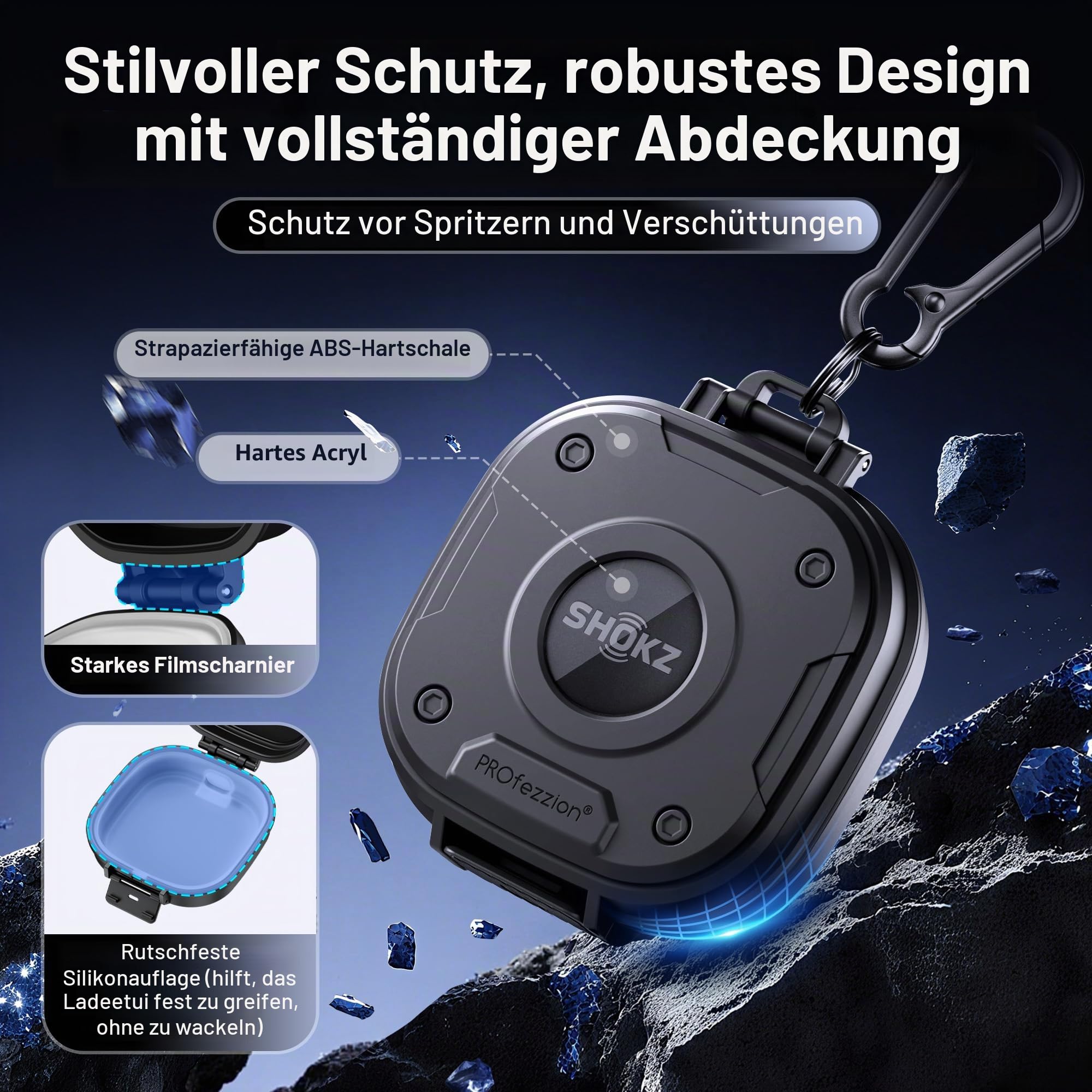 PROfezzion für Shokz OpenFit 2+ (2 Plus) Hülle Case Cover, Schwere Schutzhülle aus Hartkunststoff (ABS) mit Rundum-Schutz und Verriegelungsverschluss Kompatibel mit Shokz Open Fit 2 Plus