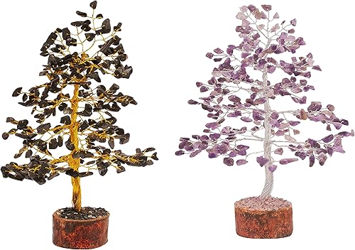 Árbol de piedras preciosas de turmalina negra, árbol bonsái de dinero Feng Shui para decoración del hogar, regalo espiritual de cristal de turmalina