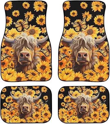 Miniatura 20 de Coloranimal Alfombrillas abstractas hippie para automóvil, 4 piezas, retro, años 60, 70, Groovy Daisy Hippy, alfombrillas universales para la Patrón