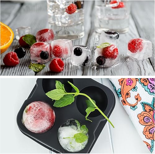 Miniatura 6 de MECCANIXITY Bandeja para cubitos de hielo (juego de 3), máquina de bolas de hielo de esfera azul y bandeja cuadrada para cubitos de hielo para