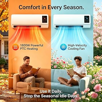 Wall Ac Unit No Window,Portable Wall Air Conditioner,2 in 1 Heating & Cooling System, Ductless Smart AC and Heater Combo Unit with Remote, No Exhaust Mini Split for Bathroom Office (White)