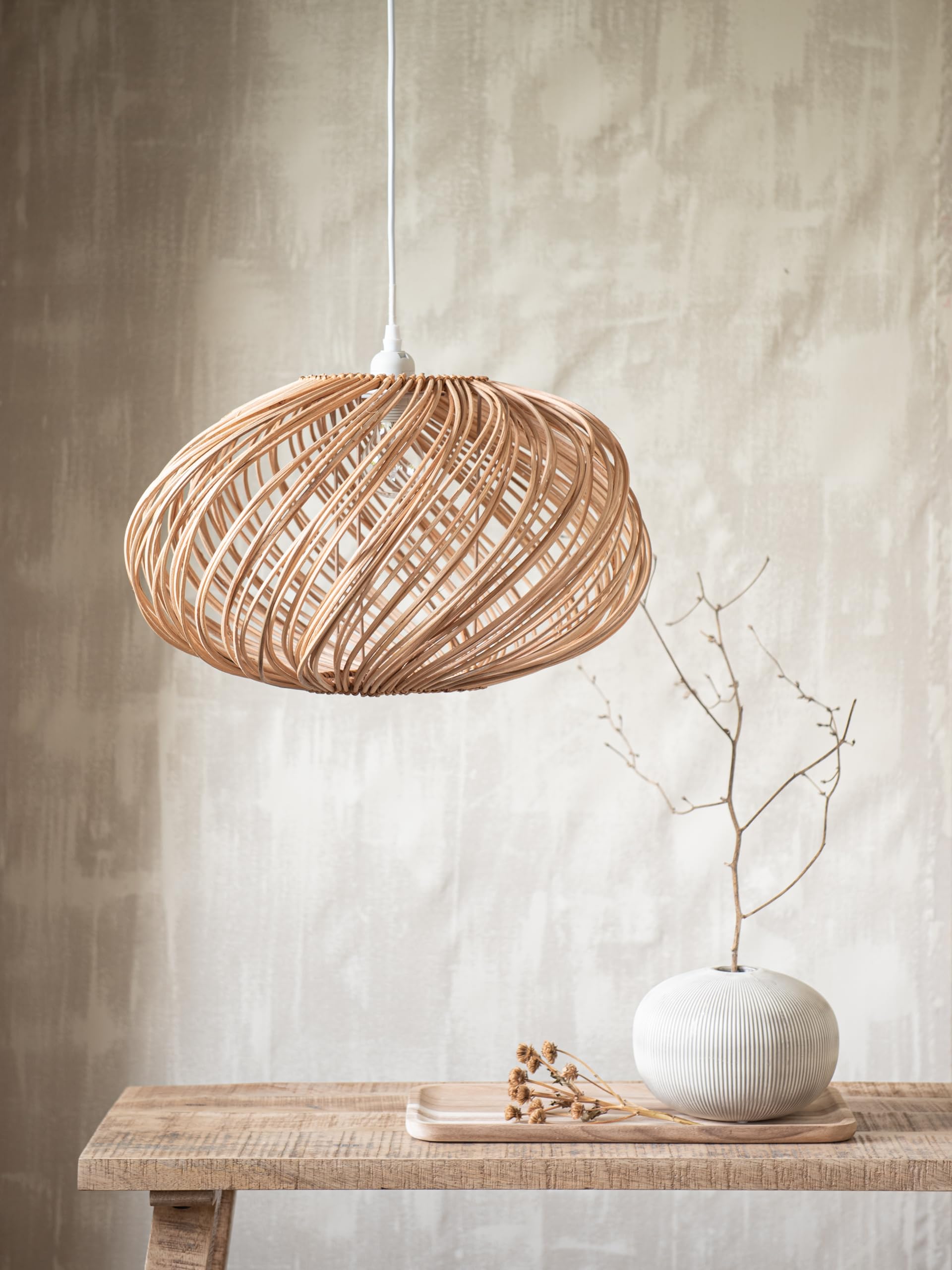 Maison d'Ailleurs - Paralume in rattan naturale, diametro 45 cm, non elettrificato, lampada a sospensione in stile bambù per soffitto, lampadario o lampada da terra
