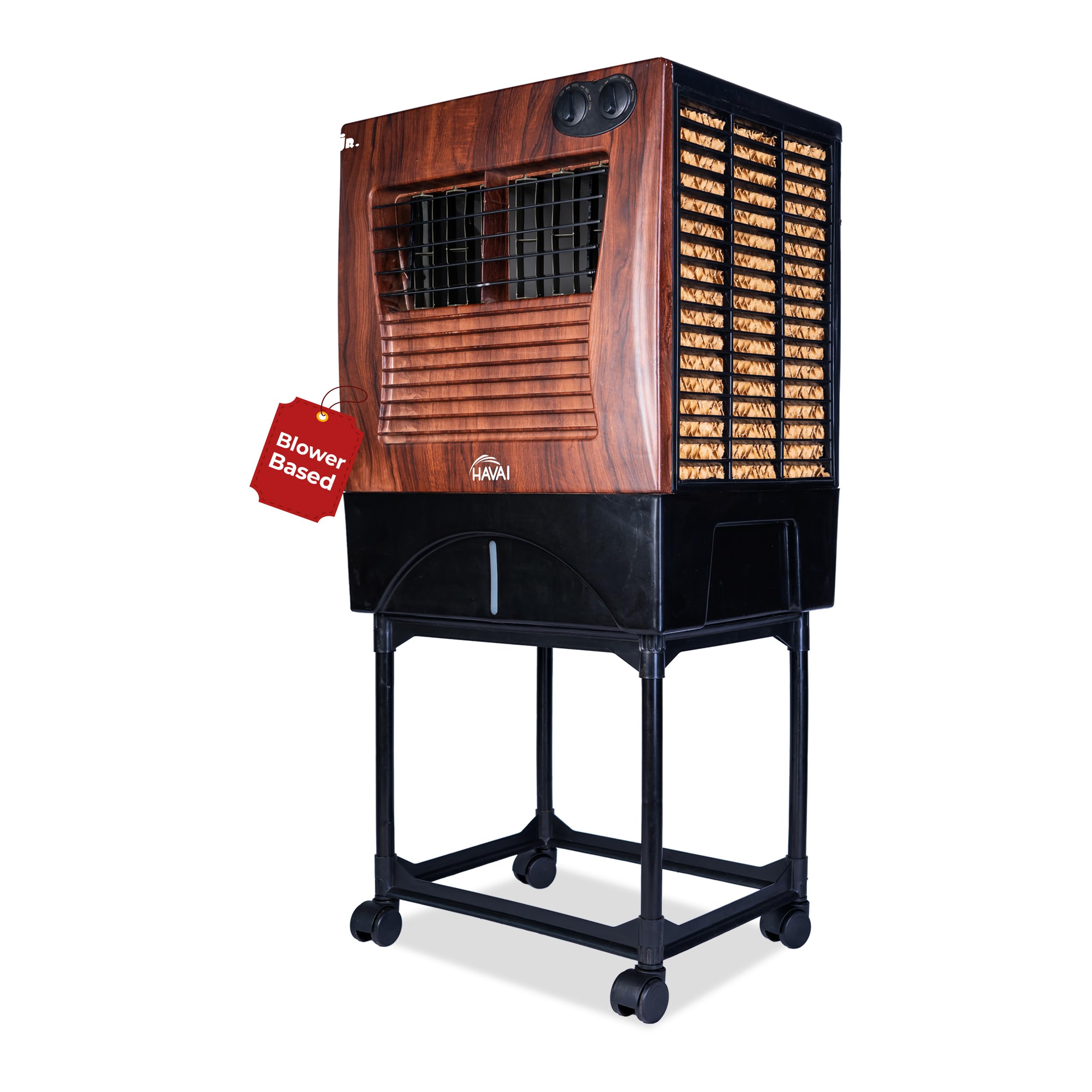 HAVAI KJR Ebony Air Cooler | Wooden Finish | 12-Foot Air Throw | 200 Sq. Ft. Coverage | 35-Litre Tank with Ice Chamber | 3-Sided Honeycomb | Trolley Included | 3-Speed Control | 1-Year Warranty-image-5