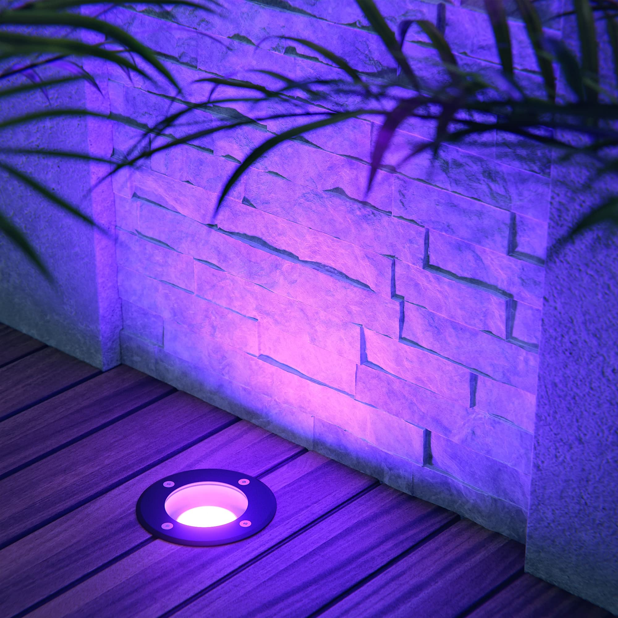 ledscom.de 6x Bodeneinbauleuchte BOLI für außen, IP67, schwarz, rund, 108mm Ø inkl. LED RGB Lampe, smart 473lm