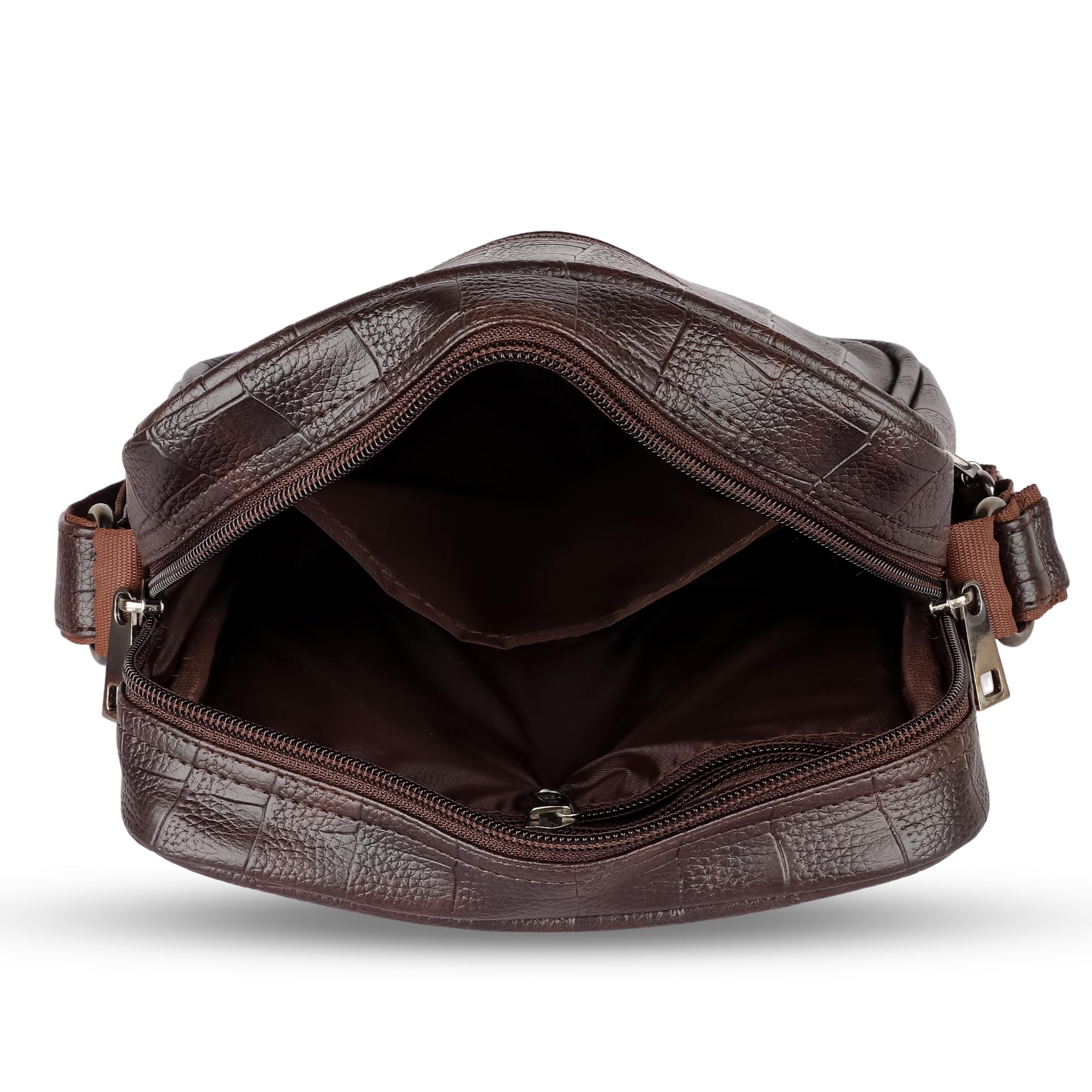 Bagneeds® Stylish Small PU Leather Sling Cross Body Travel Office Business Messenger One Side Shoulder Bag for Men Women (Brown) 4