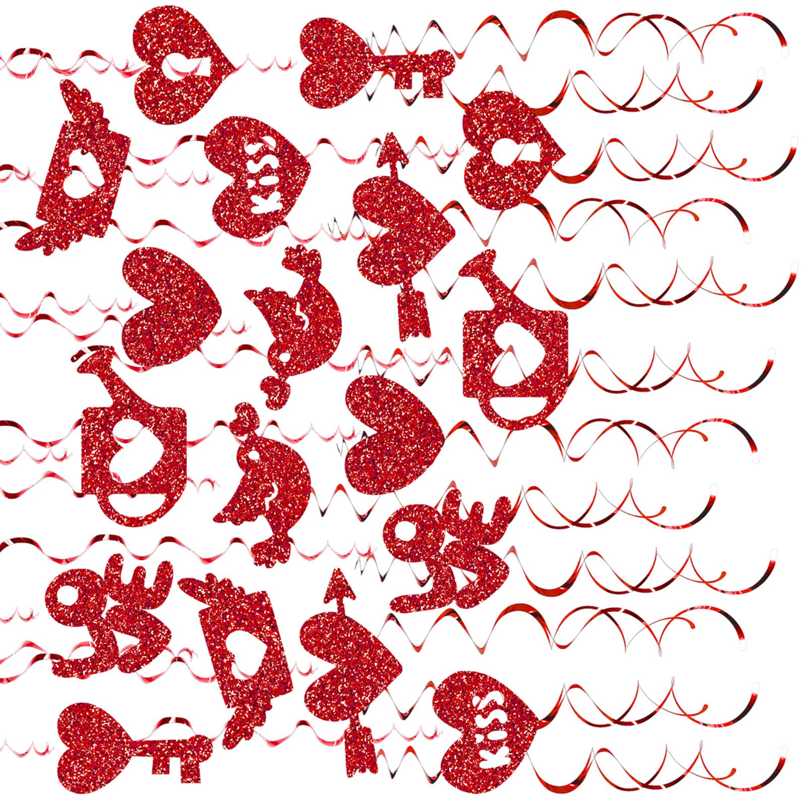 Kalttoy Multicolor Of 30 Heart Hanging Swirls Streamers Glittering Heart Party Streamers For Weddings And Festival Occasion Party Spirals