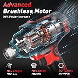 Avhrit 1300N.m Clé à Choc Sans Fil Brushless avec Deux 4.0Ah Batterie, Boulonneuse a Choc Electrique 21V pour la Voiture et la Maison, avec 5 Douilles à Chocs - 2