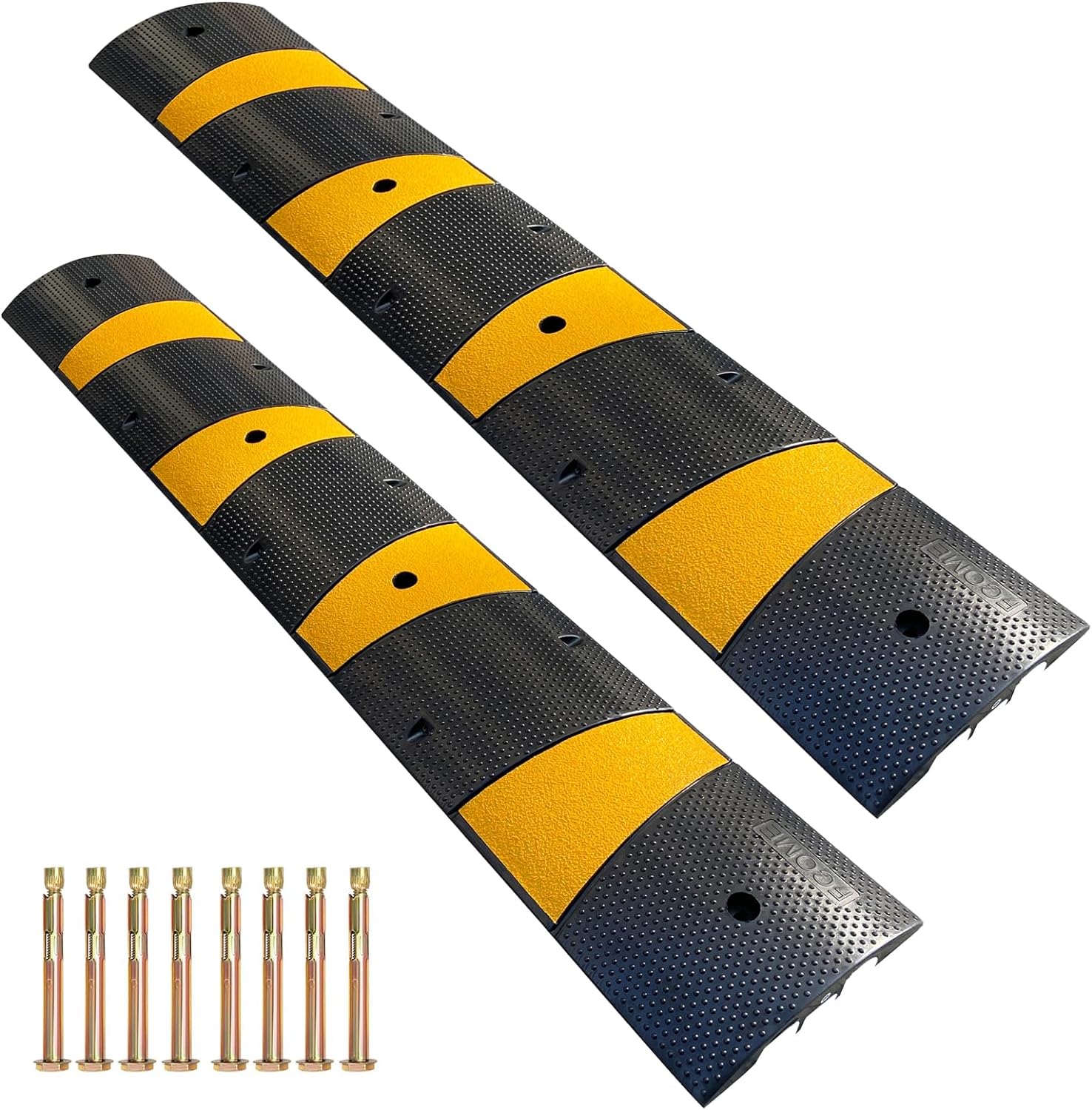 Rubber Speed Bump 6 Feet Rubber Driveway Modular Heavy Duty Speed 72.4 x 12 x 2.4 Inch Cable Protector Ramp for Garage Gravel Roads Asphalt Concrete, 6Ft-Speed Bump (2 Pack 6ft Speed Hump) 2 pack 6ft speed bump
