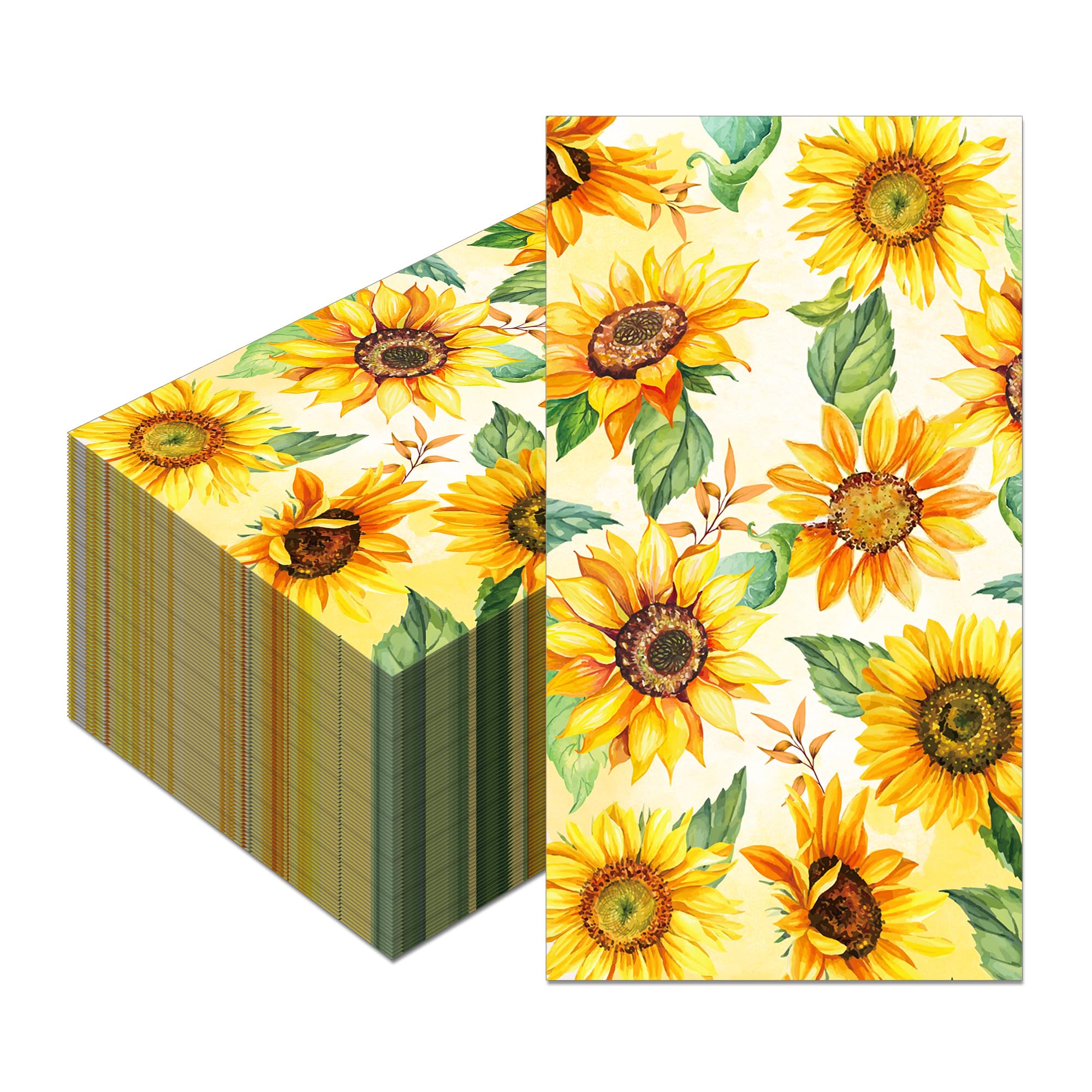 Sunflower Paper Napkins,40PCS Sunflower Paper Napkin Disposable,Flower Party Supplies Birthday Decorations,Watercolor Floral Cocktail Dinner Napkin for Wedding,Theme Parties,Birthday,4.3x7.9 Inch