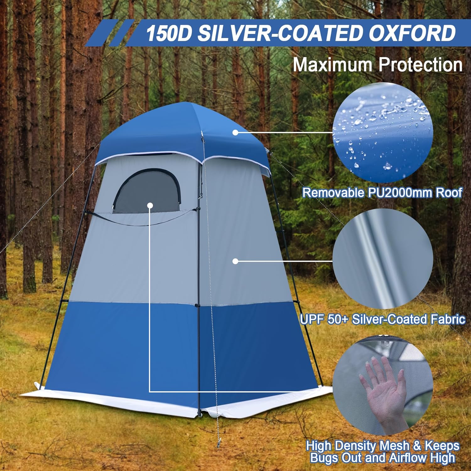 #999 トイレテントブルー ★ 999 販売 トイレ テント ブルー 簡易折りたたみトイレ付き キャンプ