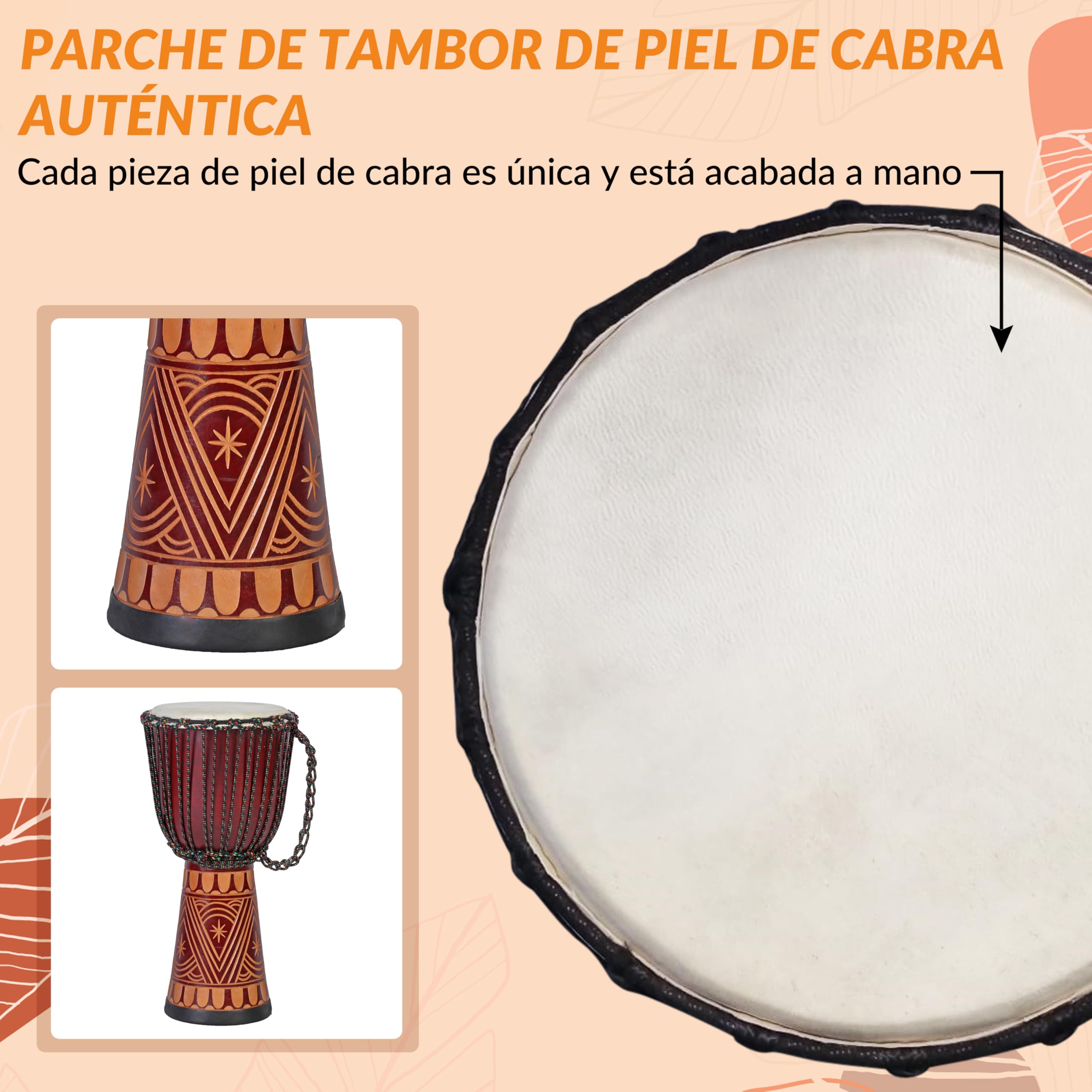 Tambor bongo djembe profesional de 60 cm tipo darbuka super sonido estilo africano