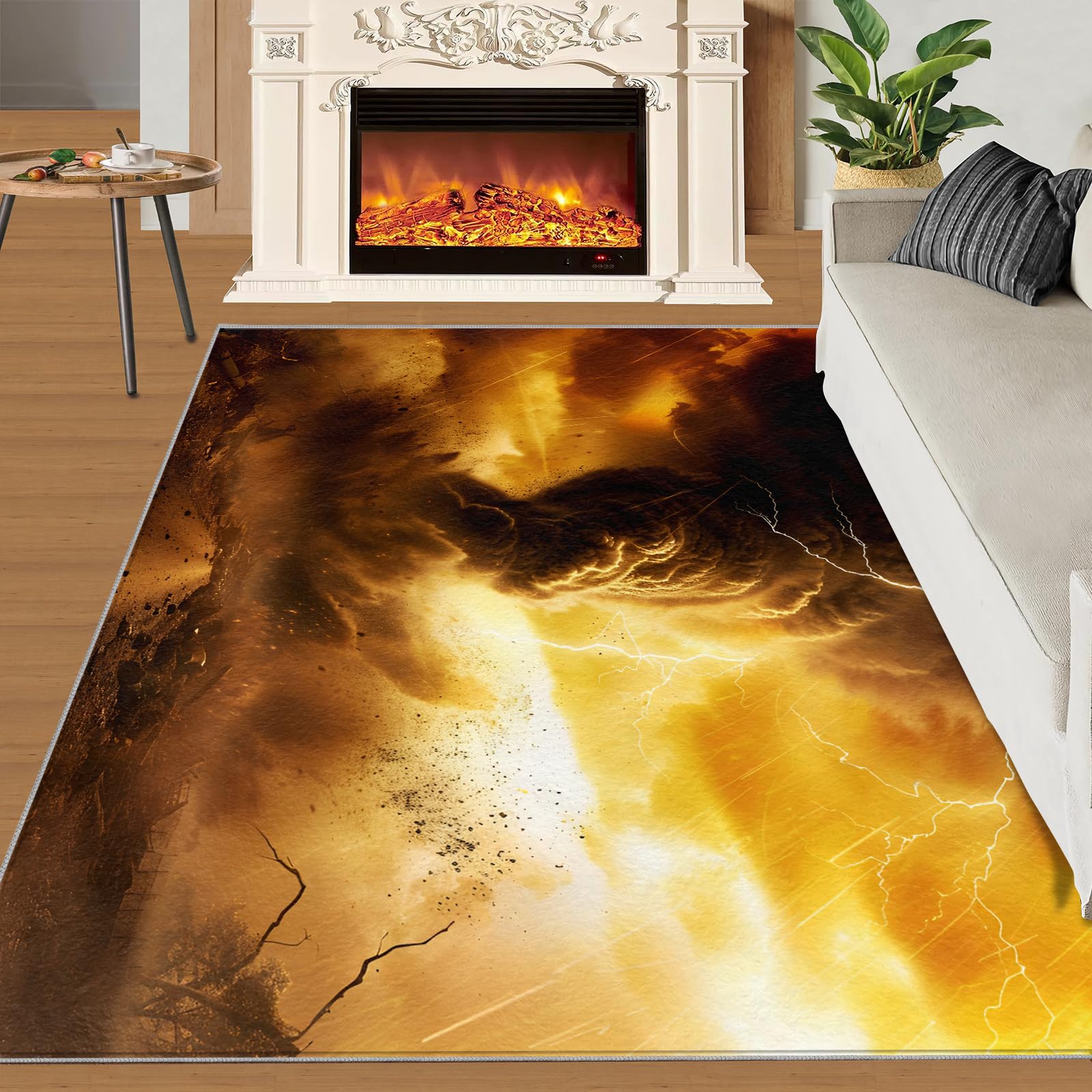 Tapis Lightning chambre 180x200 cm antidérapant design S & Storm naturel