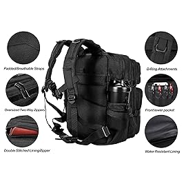 LHI Tactical Military Backpack for Men and Women 25L Army Assault Pack Bag Large Rucksack with Molle System-Black