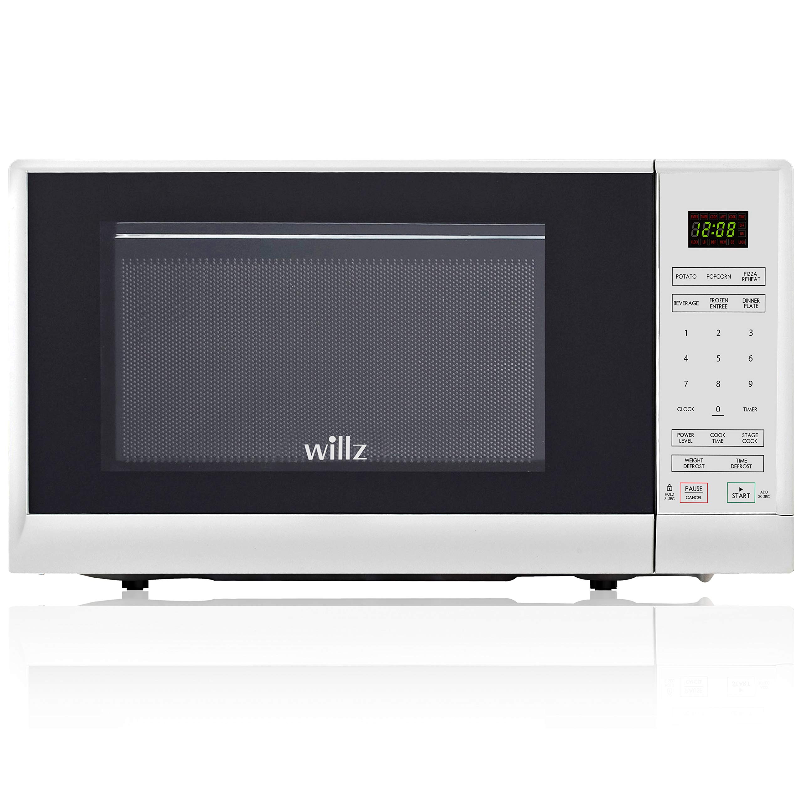 Willz WLCMSR09WE-09 Countertop Microwave Oven 0 9 Cu Ft 900W Microwave Oven 6 Cooking Programs LED Lighting Push