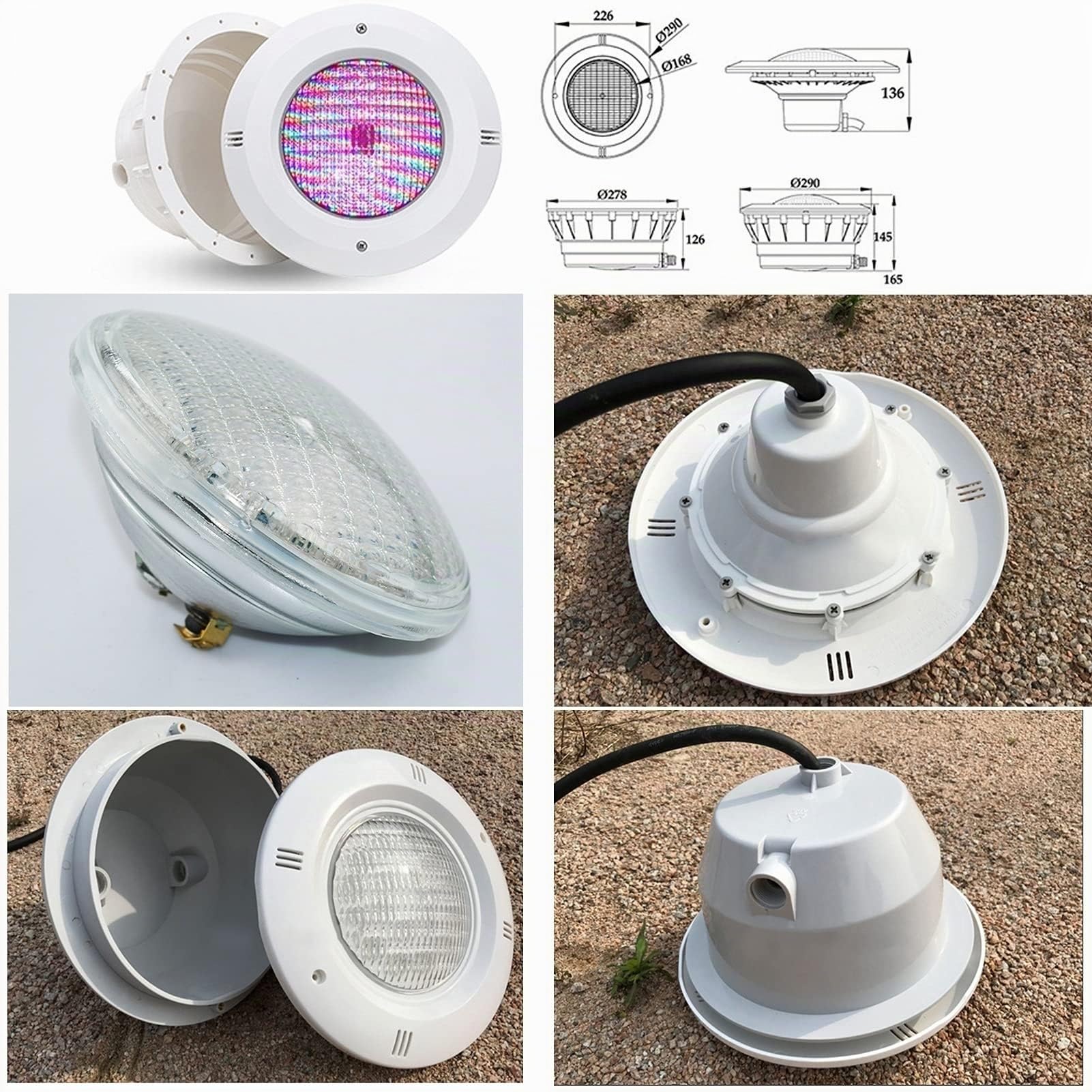 Foco Led RGB Para Piscina Empotrable con Nichos Par56 IP68 a Prueba de Agua 12V AC - Proyector Subacuático con Control Remoto Para Fiesta ( Color : R