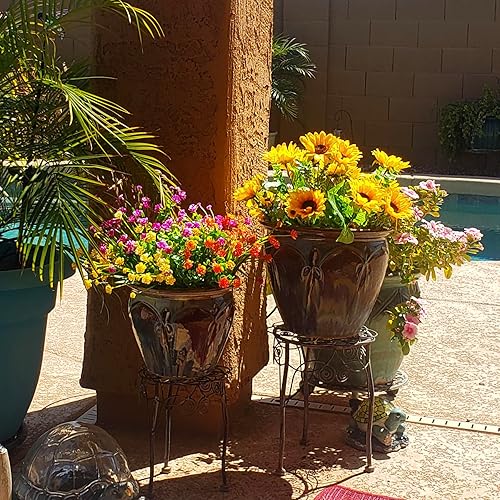 Miniatura 9 de 4 racimos de flores artificiales, ramos de girasol con tallos de seda, girasoles de seda, flores amarillas falsas para decoración de bodas,