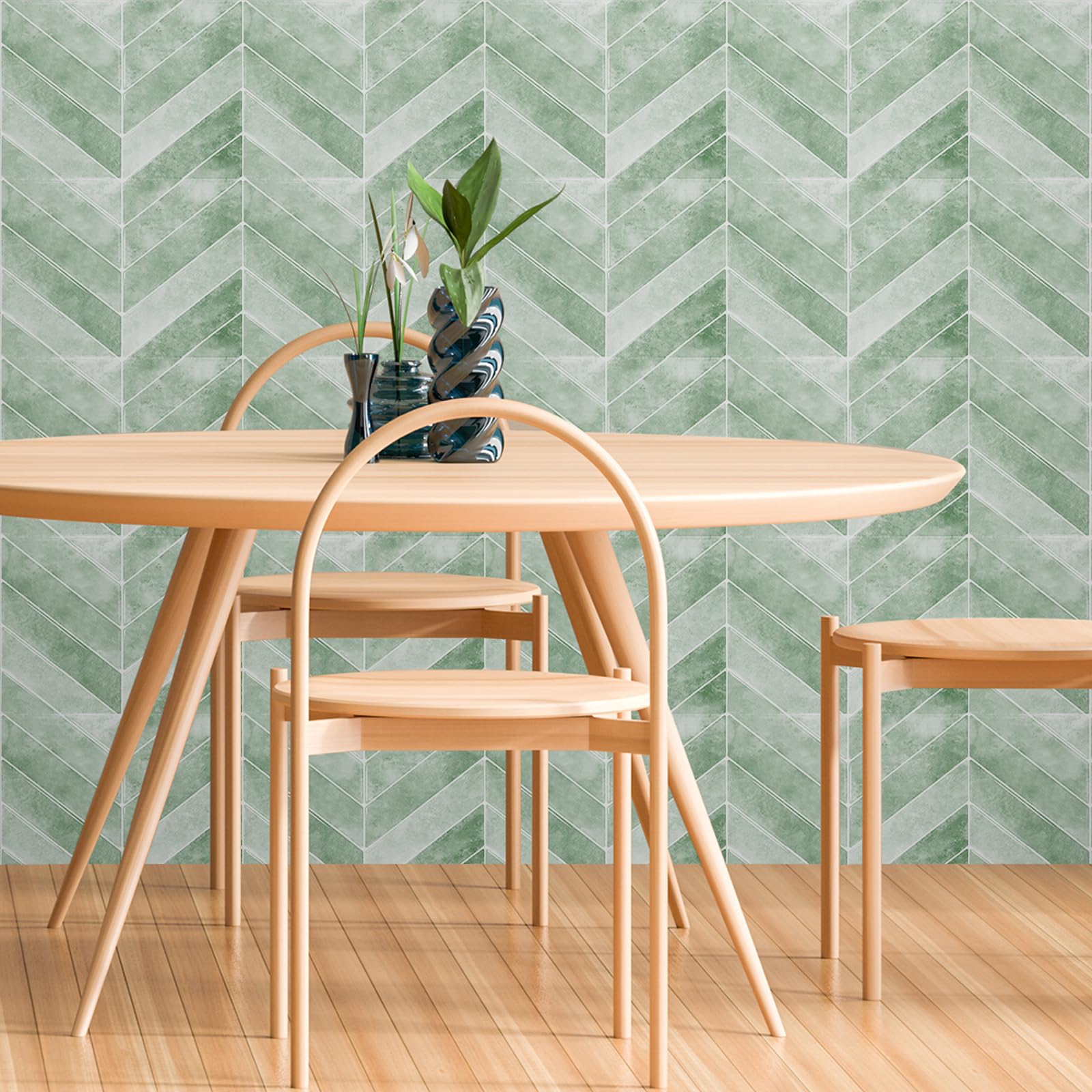 Adhesivos para Azulejos 28,7×22,9 cm, Impermeables 3D (Verde, 20 Unidades)
