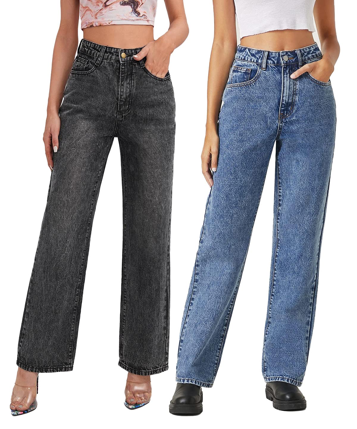 Women’s 2X Denim Fusion One Pack,Two Timeless Styles High Rise Pack of 2 Jeans