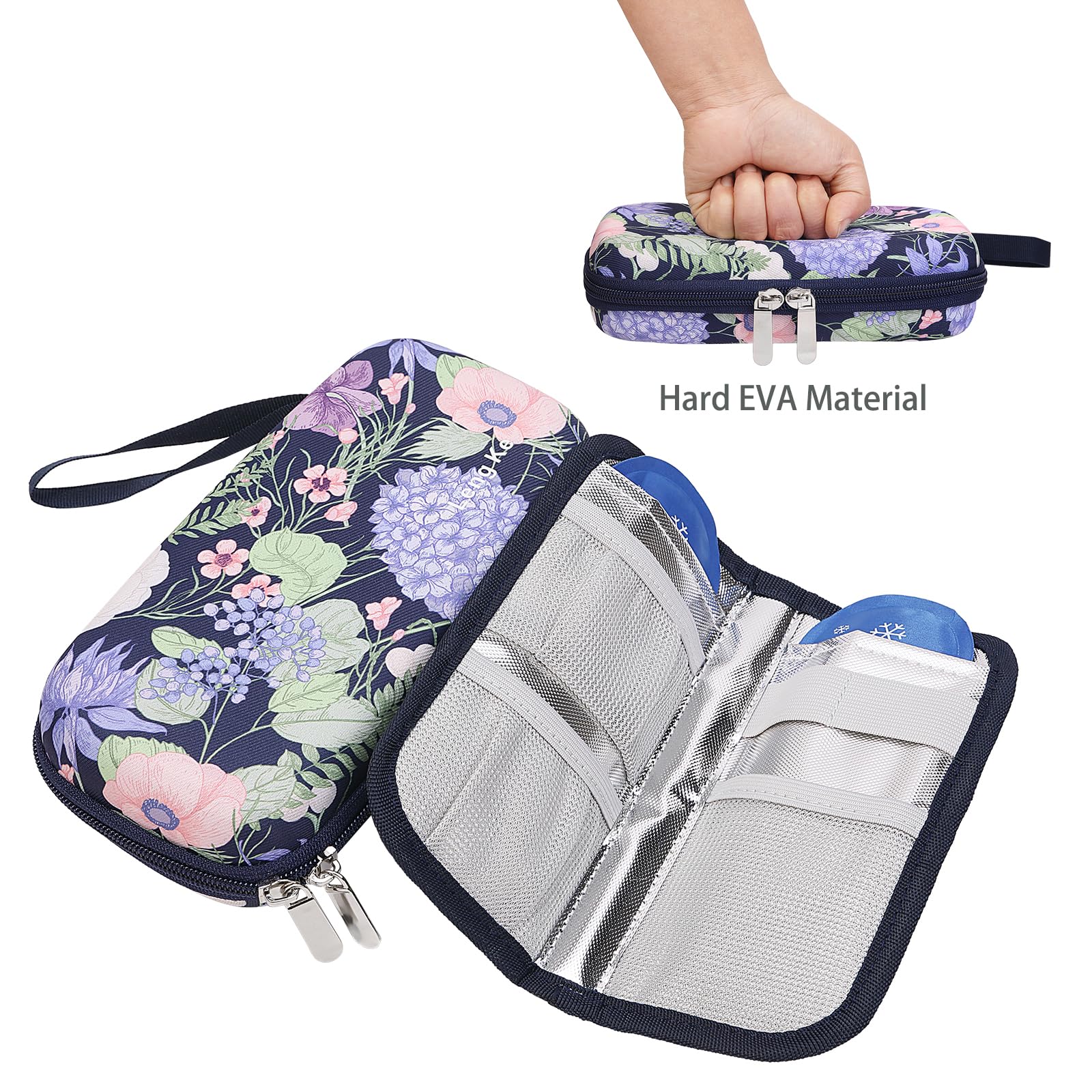 BOMKEE Insulin Cooler Travel Case, Insulated Pouch for Insulin Refrigerated Medicine Organizer Bag Carrying Case Storage Bag with 2 Ice Pack - Image 2