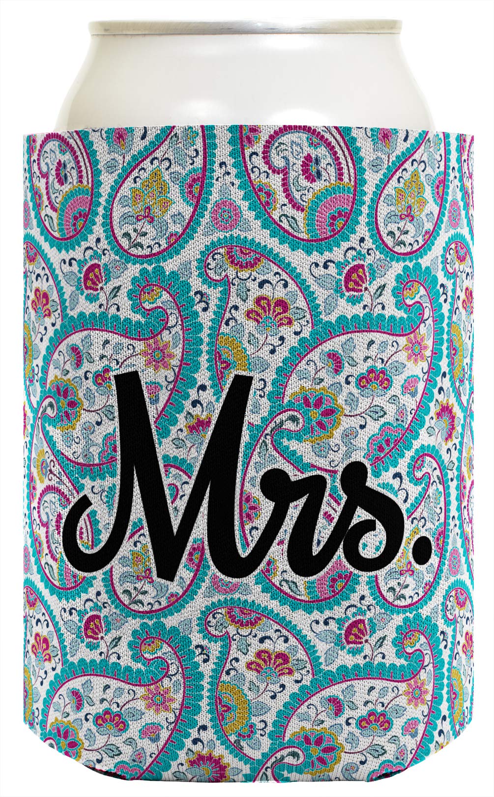 Wedding Coolie Mr Mrs Paisley Stripe Bridal Shower Bachelorette Gift 2 Pack Can Coolie Drink Coolers Coolies Premium Full Color