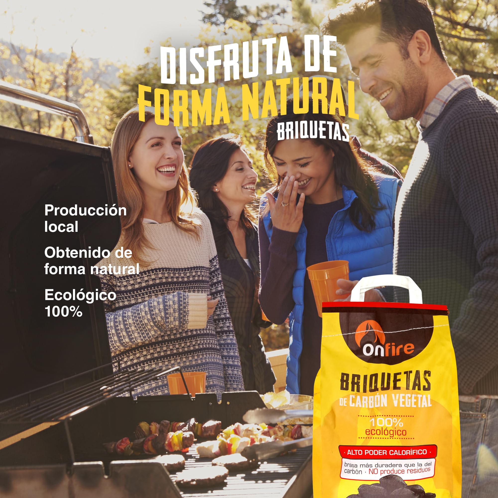 FLOWER Bricchette Carbonio Vegetale Barbecue 100% Naturale 18 KG | Bruci in 20 minuti | Alto potere calorico | Carbone Barbecue, Griglia e Camino senza additivi chimici e minerali