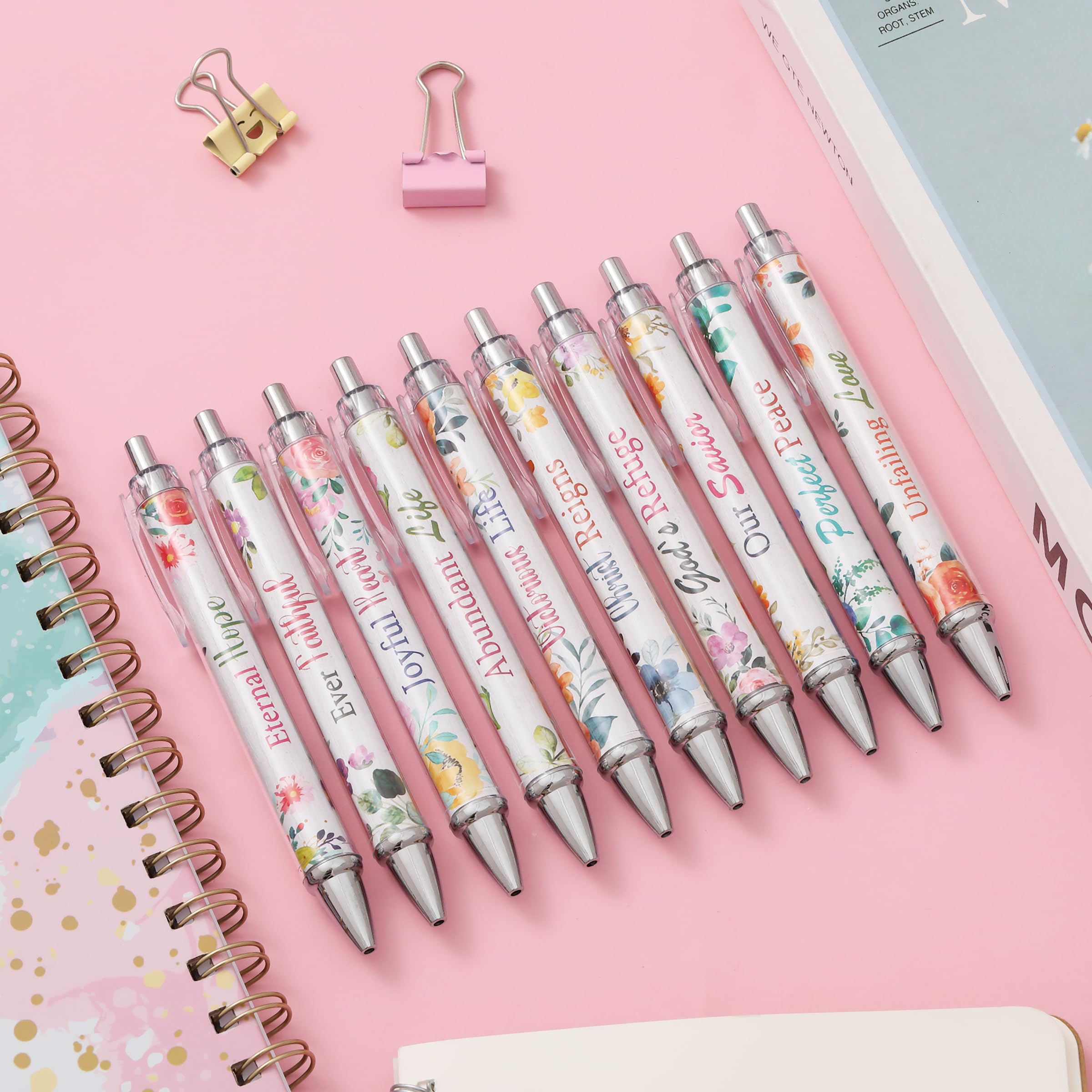 Mr Pen Christian Pen Set 10 Pack Faith Blossoms Black Ink Bible Verse Pens Ballpoint Pens — view 8