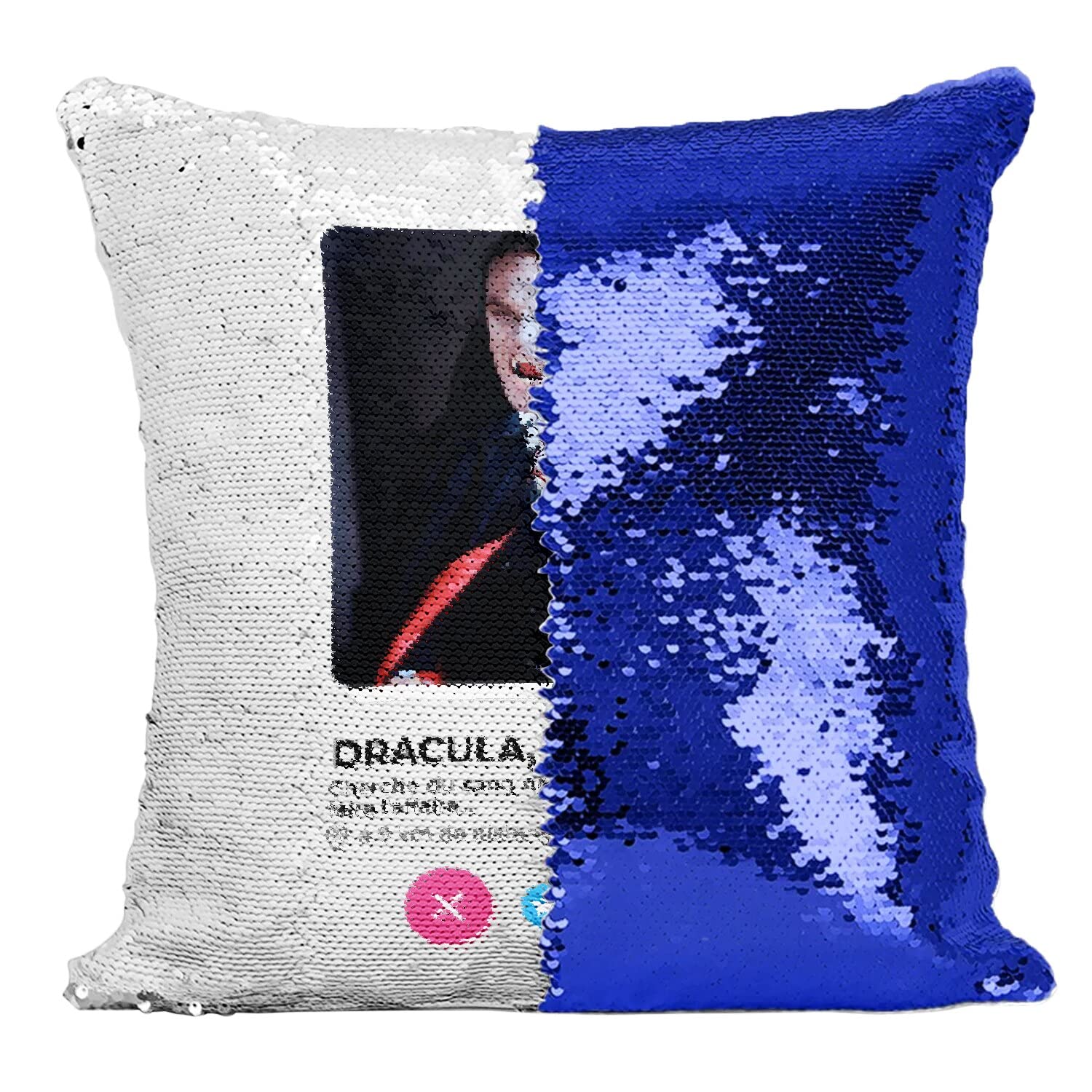 Coussin sequin bleu Dracula : oubliez la décoration ennuyeuse grâce aux paillettes