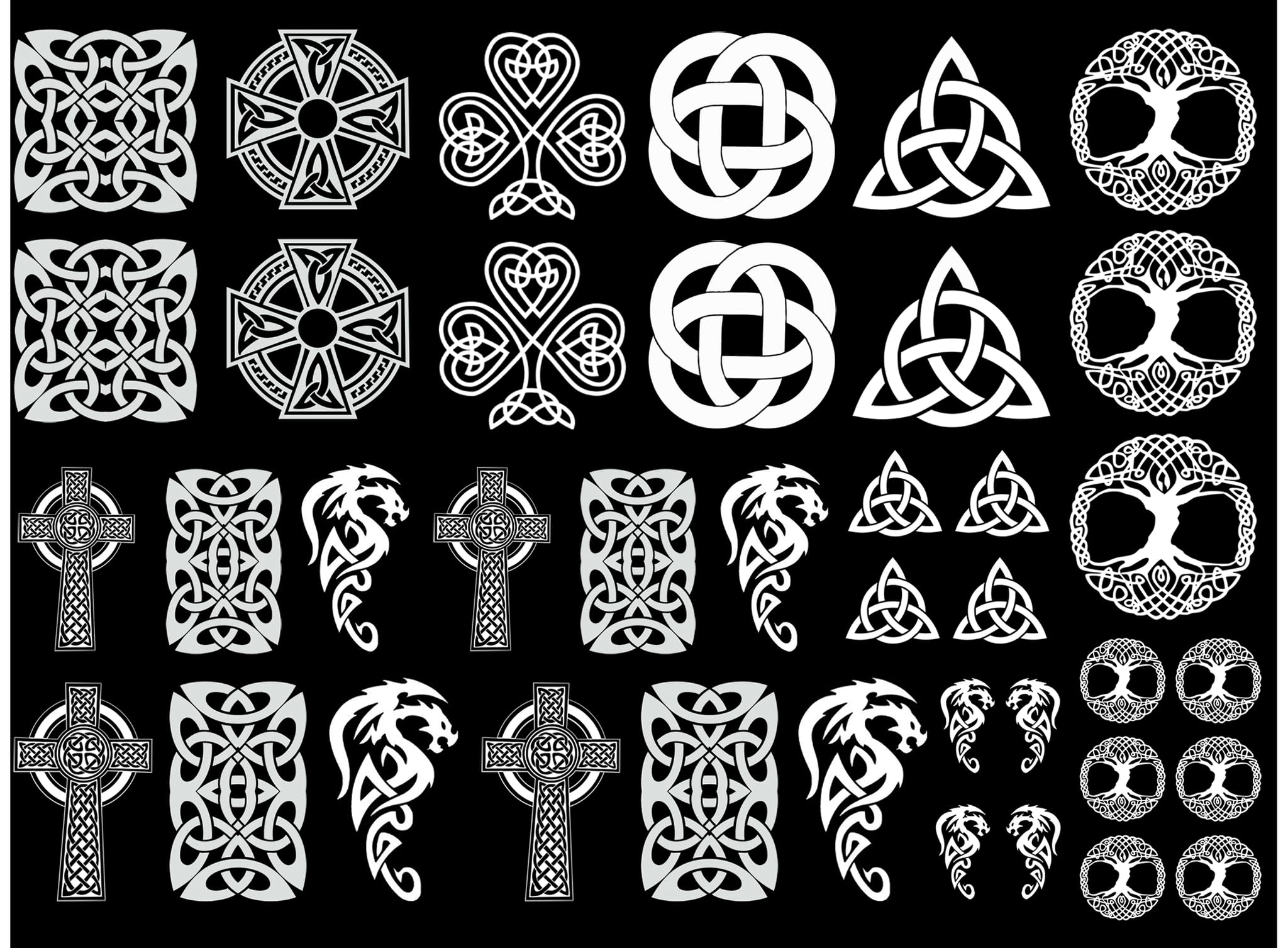 Celtic Knot Fun 39 pcs White Fused Glass Decals