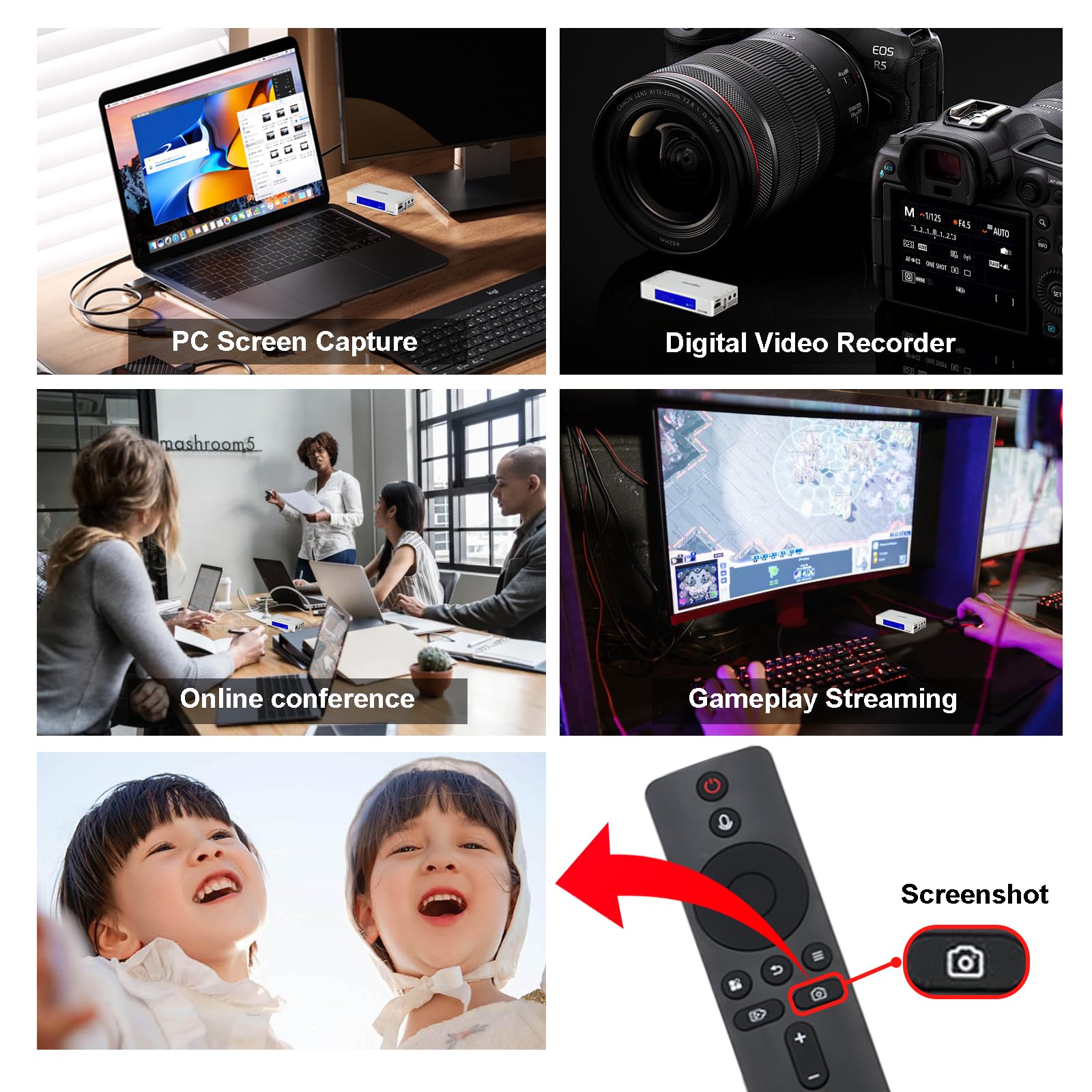 ZowieREC, registratore HDMI 4K, DVR, console di gioco, laptop, PC, riproduzione TV, registrazione programmata, istantanea, pausa riprendi, schede TF e USB