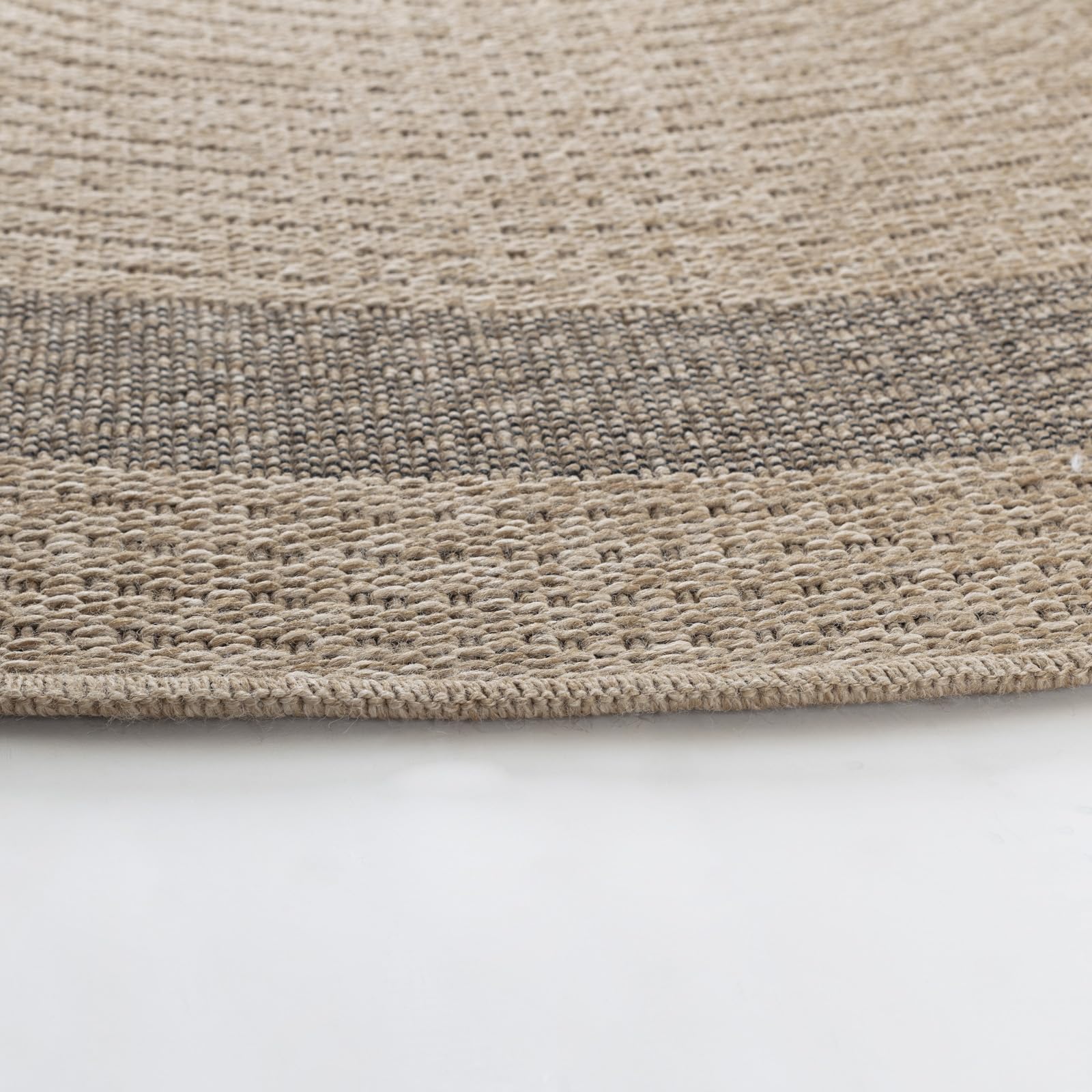 Surya Sintra Tapis d'extérieur Moderne pour Jardin, terrasse, Jardin - Facile à Nettoyer - Grand Tapis de Sol Rond - Beige et Gris - 100 cm
