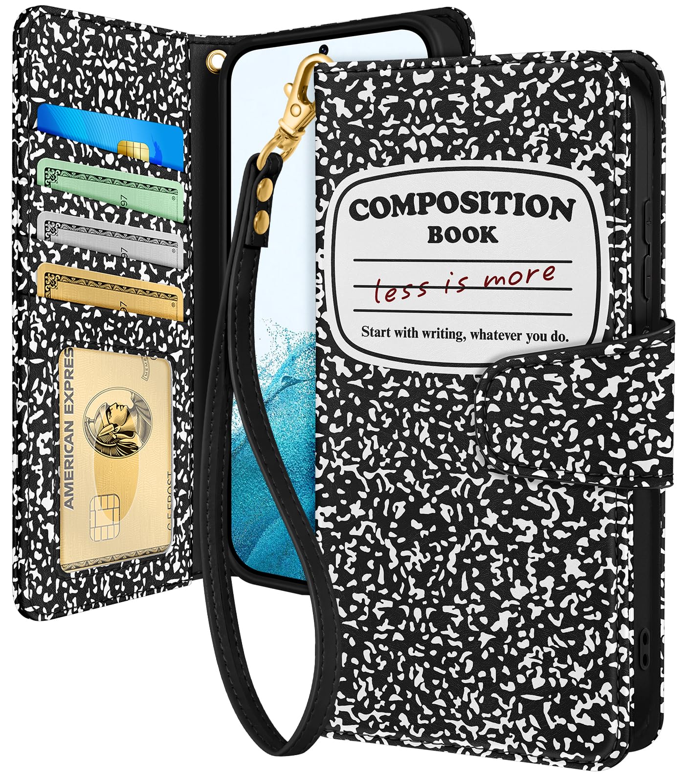 Photo 1 of Toycamp for Samsung Galaxy S22 Plus Wallet Case with Wrist Strap - Leather Flip Folio Cover with RFID Blocking 4 Card Slots Galaxy S22 Plus Cute Aesthetic for Women Lady, Notebook