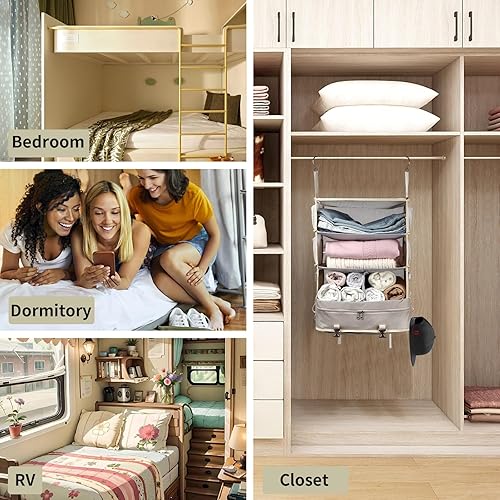 Miniatura 9 de Bukere Cubo de embalaje colgante para viajes, estantes portátiles, bolsa organizadora para maleta de equipaje, artículos esenciales de viaje,