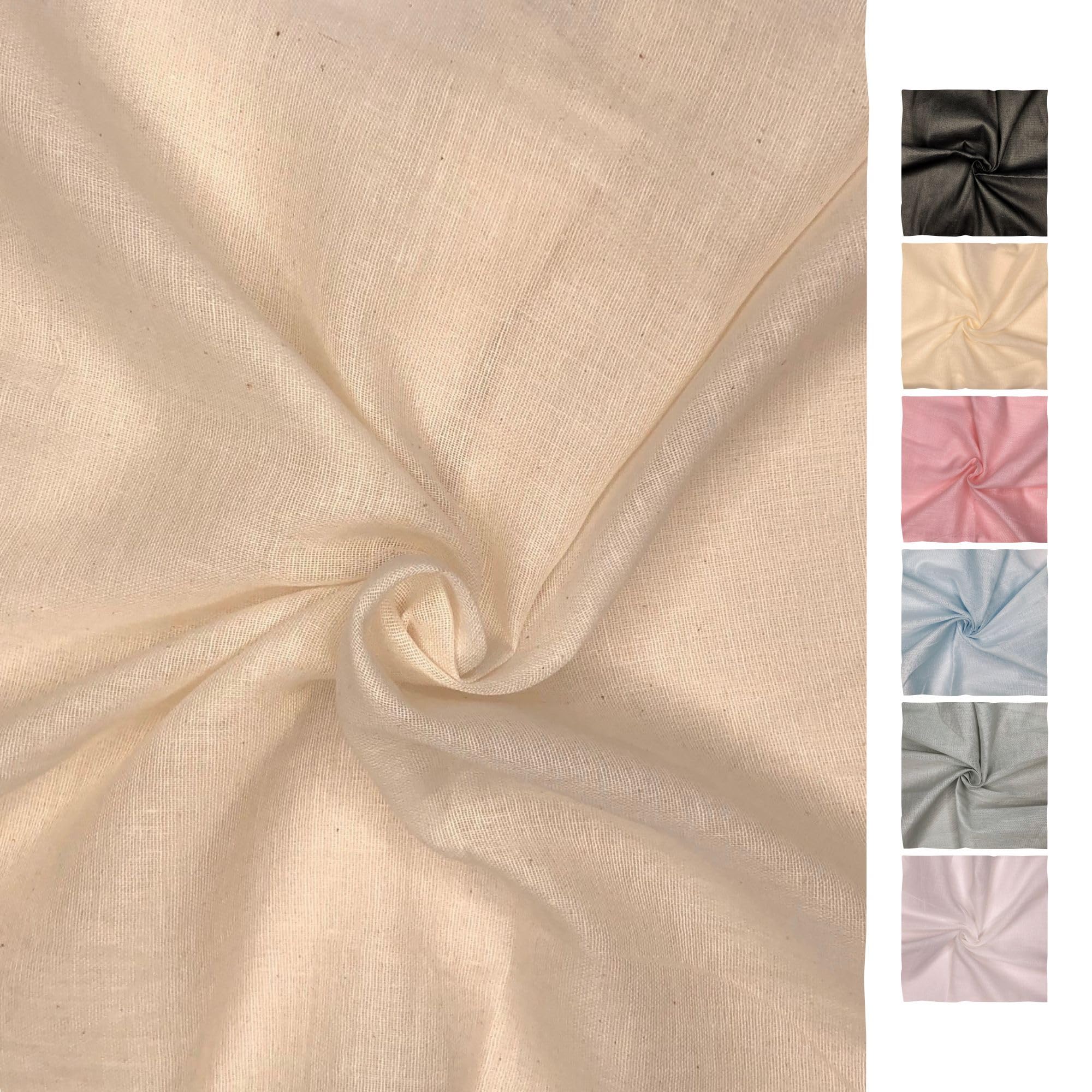 CraftsFabrics Premium Muslin Fabric 100% Cotton Cloth by The Metre – 150cm Wide Cheese Cloth for Cooking, Straining, Baking, Embroidery, Sewing & Crafts (65 GSM Muslin Fabric)