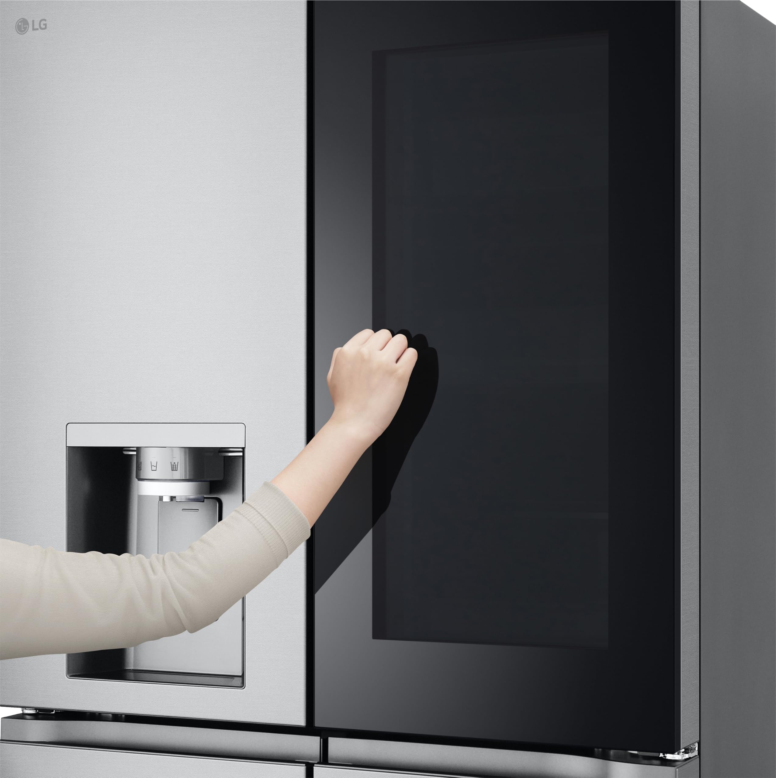 LG GMG861MBAE SLIM Multi-Door Kühlschrank mit Gefrierfach (508 L, Energieklasse E) mit InstaView, Eis- und Wasserspender, UVNano, Total No Frost, Silber